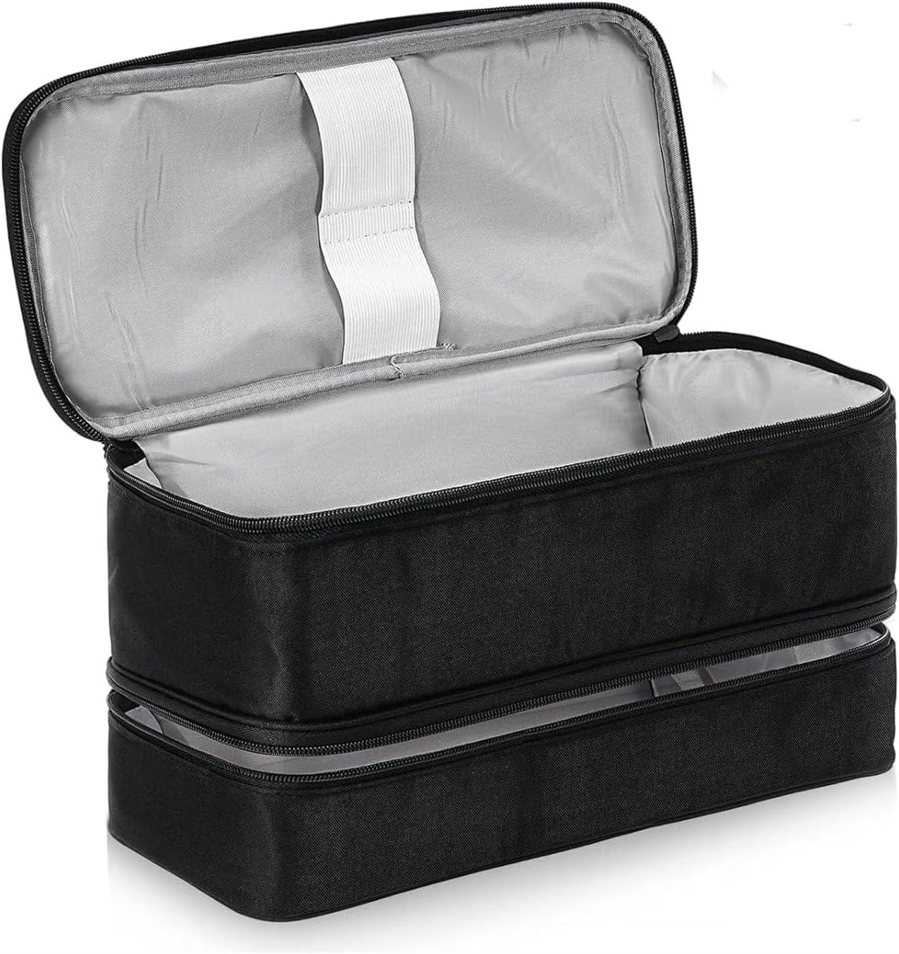 Double-Layer Travel Carrying Case &ndash; Lightweight Portable Organizer Bag for Hair Styling Tools (Black)