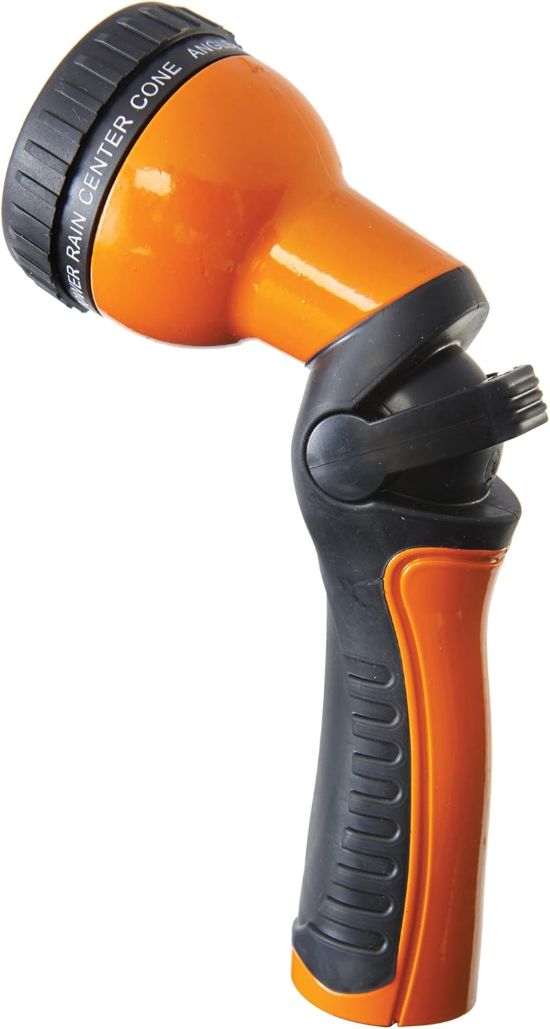 Dramm One Touch Revolution 9 Pattern Spray Gun with Thumb Control Water Flow, Perfect for Water Restricted Areas When Watering Plants, Pots, Baskets, Vegetables, Orange