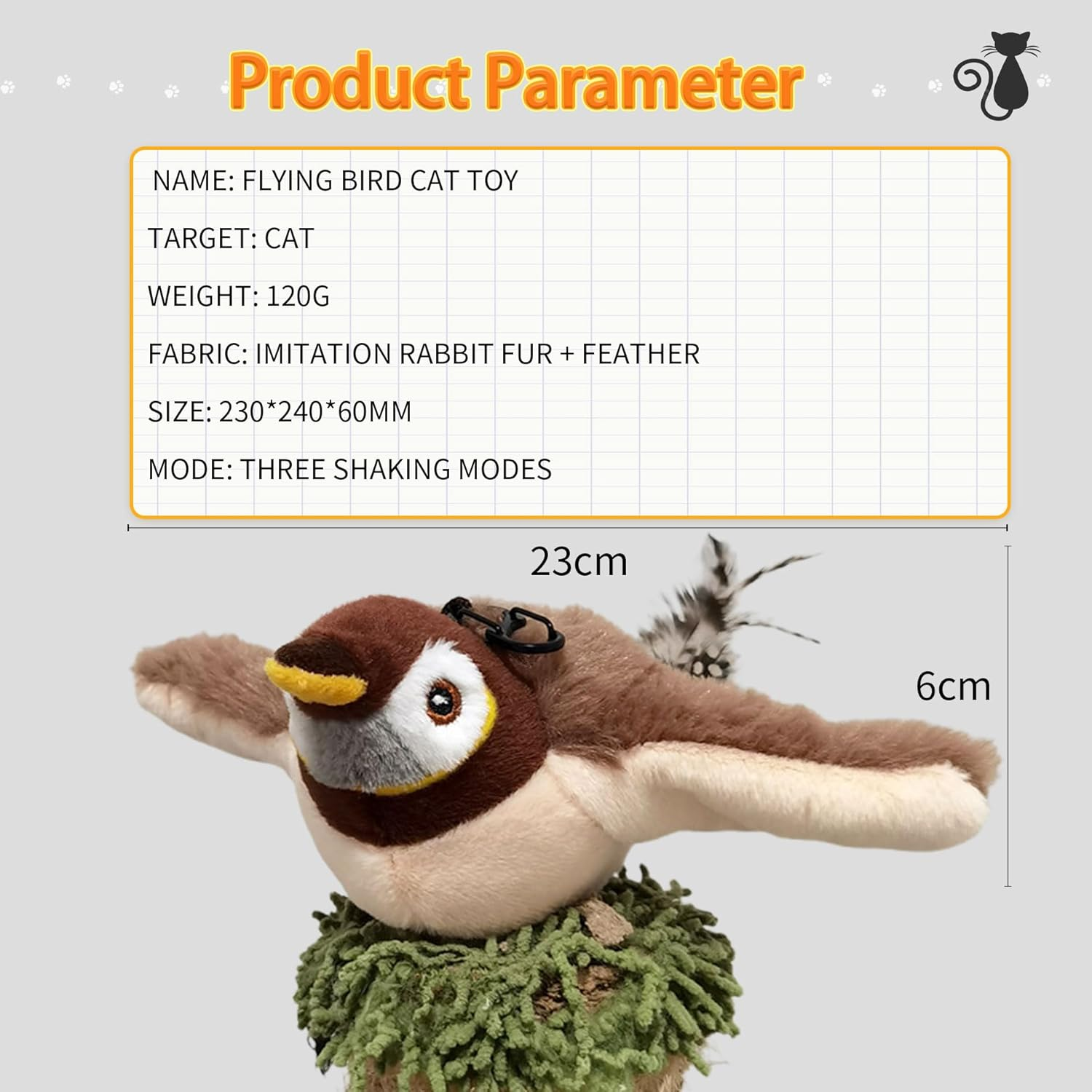 Flying Bird Cat Toy,Bird Cat Toy,Bird Interactive Cat Toys,Interactive Cat Toy,Usb Charging,Vivid Chirping Bird Chase Cat Toy,Interactive Cat Bird Toys with Feather Tail (2Pcs) image number 5