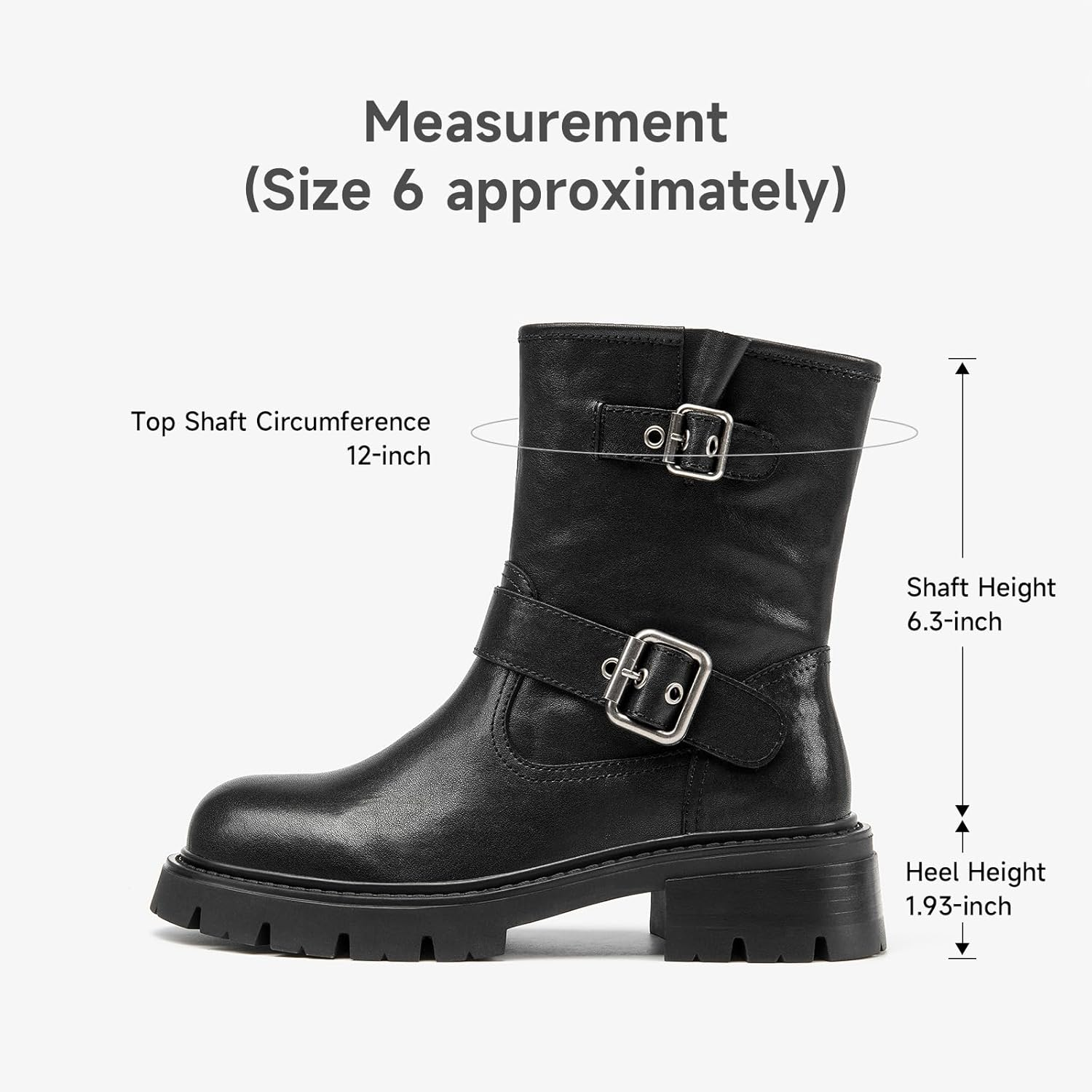 BEAU TODAY Ankle Boots for Women, Genuine Leather Platform Womens Short Boots, Chunky Low Heel Motorcycle Boots with Buckles, Fashion Dress Slip on Bike Booties image number 5