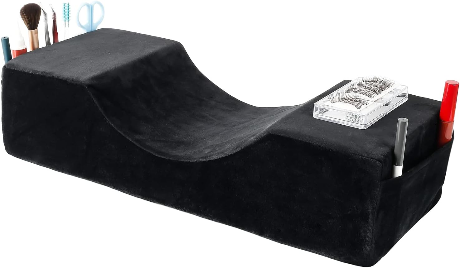 Lash Pillow for Lash Extensions,Memory Foam Neck Pillow Eyelash Extension Ergonomic Back Sleeping Contour Pillow,Travel Pillow (Black)