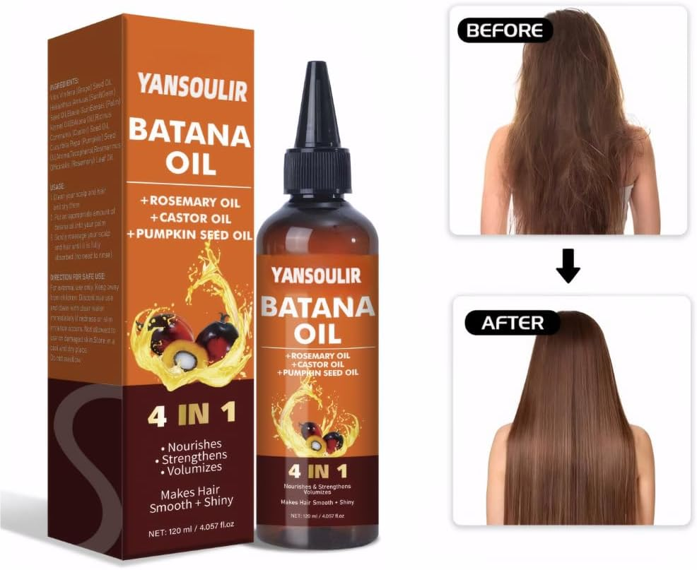 Batana Oil YANSOULIR 4-In-1 Scalp Serum & Hair Care Essence - Natural Ingredients to Nourish, Strengthen Roots, Enhance Volume, and Deliver Silky Shine
