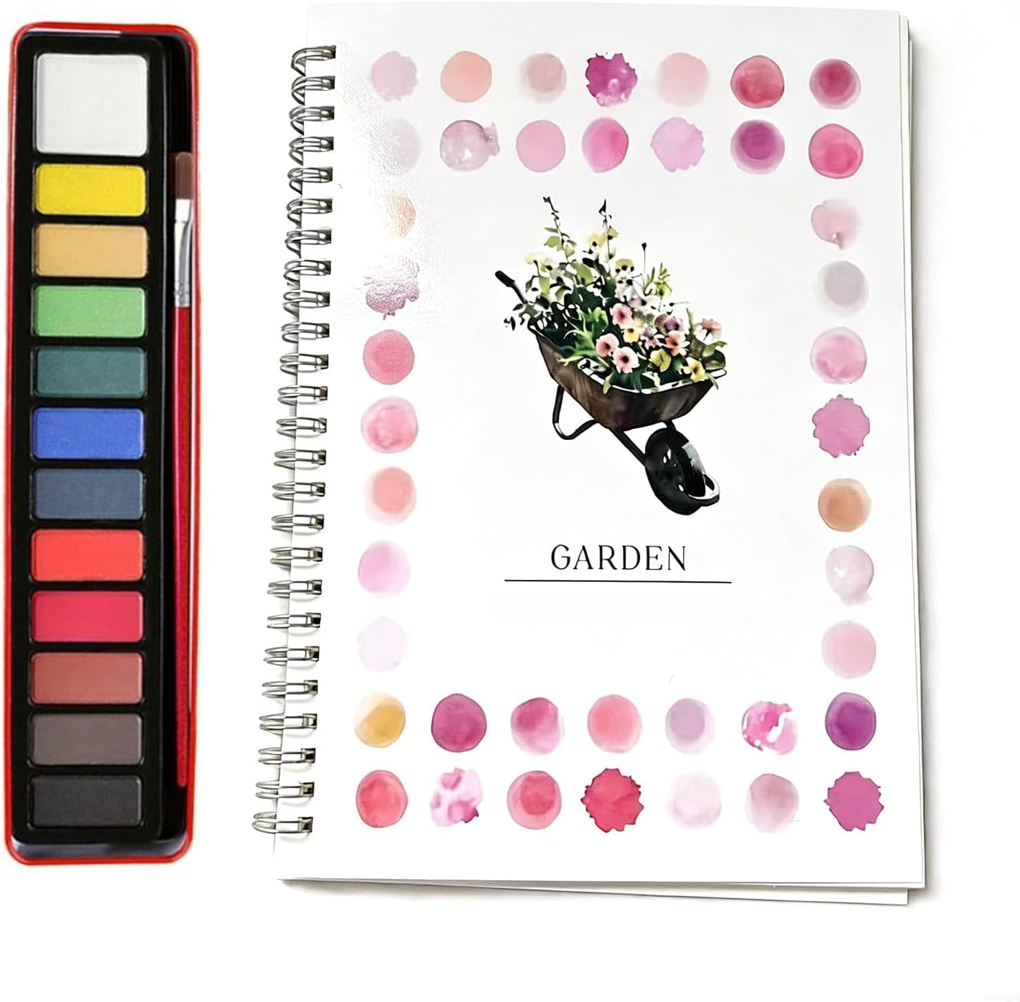 Water Colour Workbook for Adults&Beginners with 12-Color Paint Set and Brush - Premium Water Colour Painting Paper, Art Supplies Kit, Ideal Gift（Bouquets） - Garden