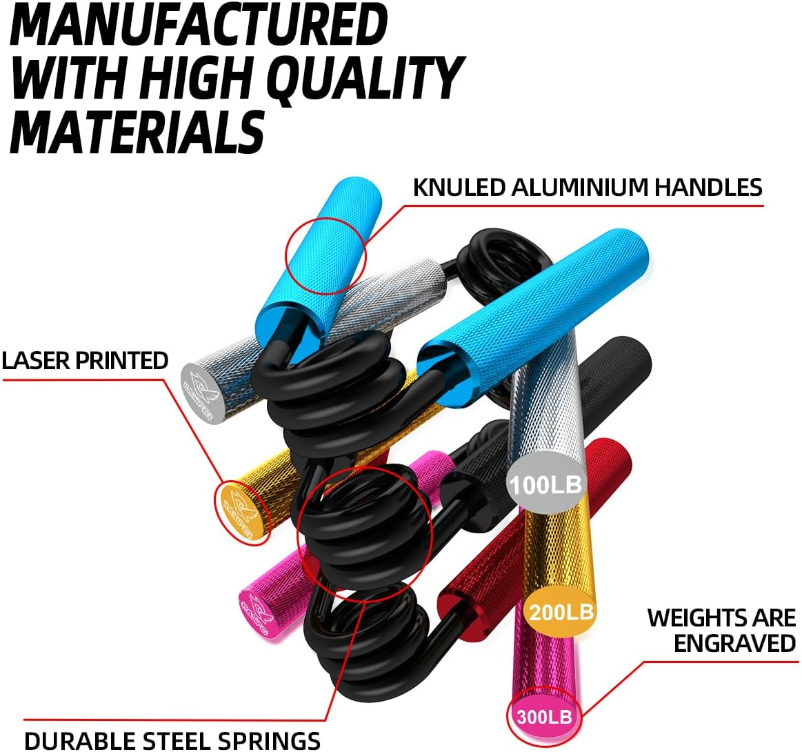 Kasifei Metall Griffkraft Trainer, 4Er Pack (22.5, 45, 67.5, 90Kg) Handtrainer Unterarmtrainer, Handgriff Handgelenk Trainingsger&auml;t, Fitnessger&auml;te F&uuml;r Zuhause image number 1