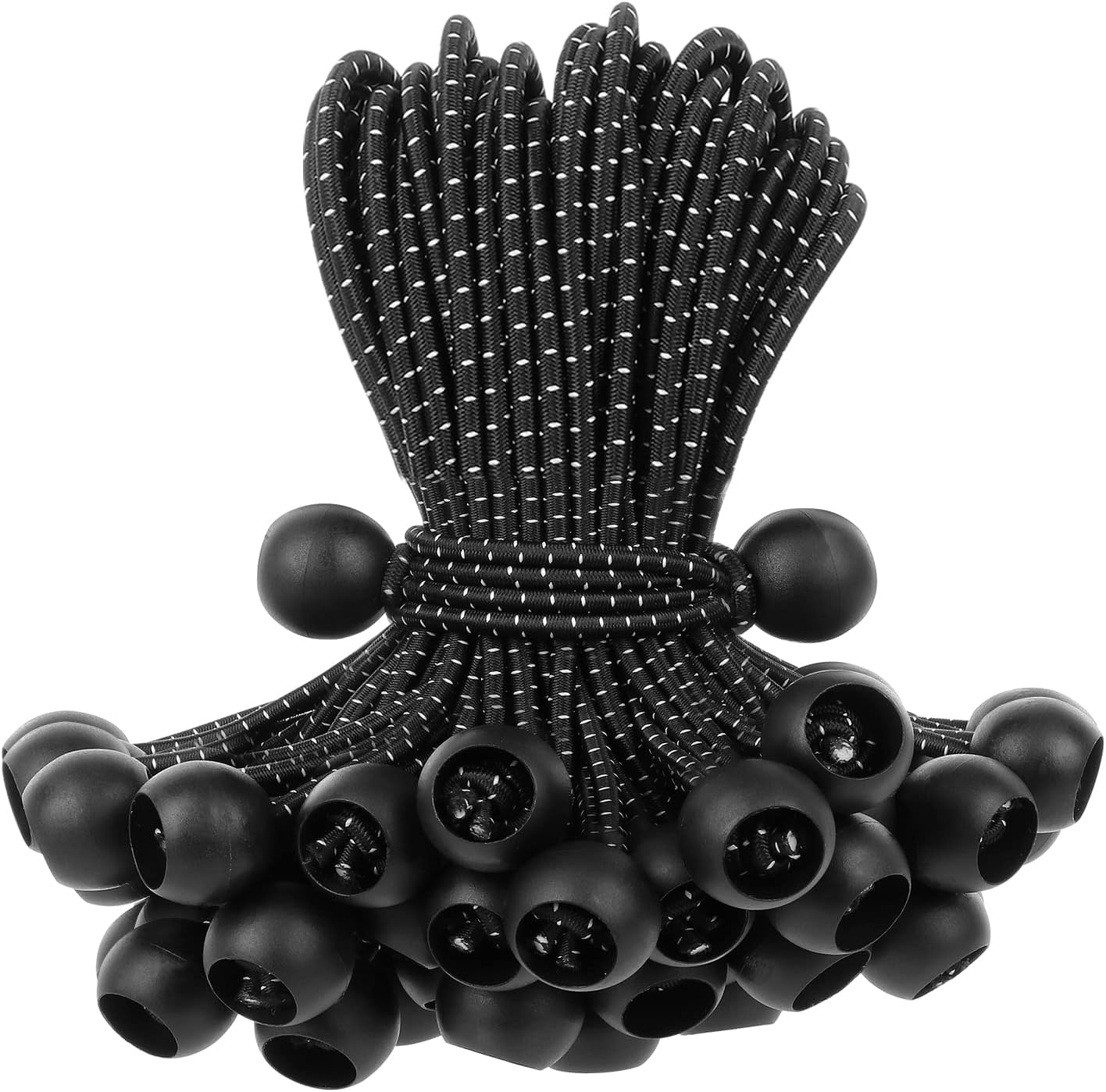 Bungee Cords with Balls 50 PCS- Ball Bungee Cords 4 Inch Heavy Duty Elastic Cord Ball Bungee Canopy Tie Downs Tarp Bungee with Balls for Camping, Shelter ,Cargo,Tent Poles UV Resistant image number 6