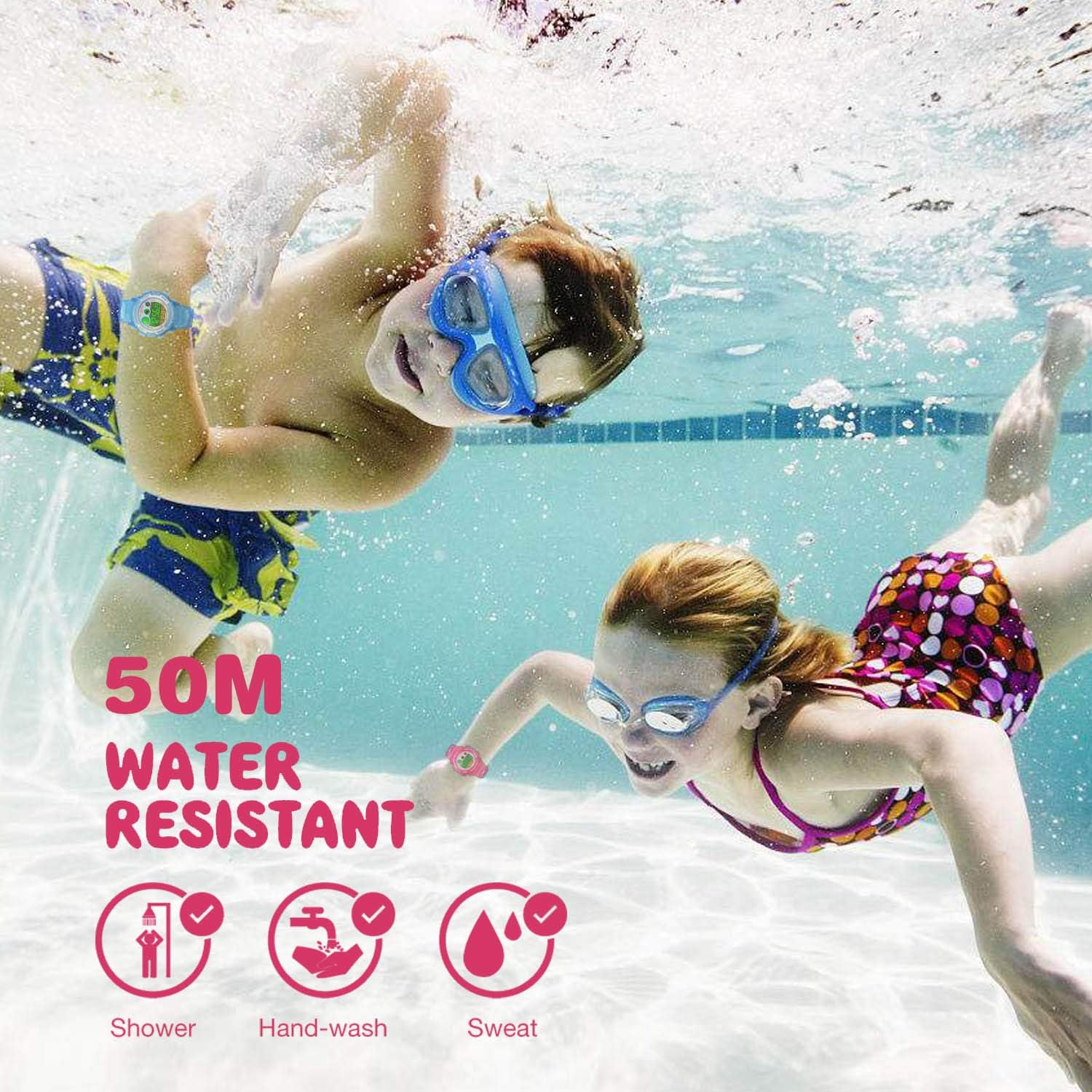 Kids Digital Sport Watch for Boys Girls, Kid Waterproof Electronic Multi Function Casual Outdoor Watches, 7 Colorful LED Luminous Alarm Stopwatch Wristwatch - Blue image number 6