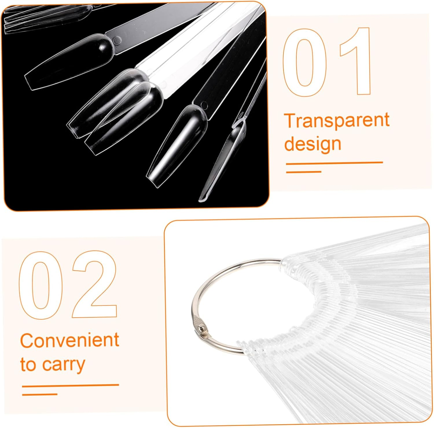 CIYODO 100Pcs Nail Colour Display Tips Transparent Nail Polish Color Sample Sticks for Professional for Painting and Color Showcase image number 6