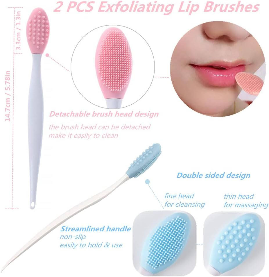 2PCS Silicone Face Mask Brush 2PCS Face Scrubber and 2PCS Exfoliating Lip Brush image number 2