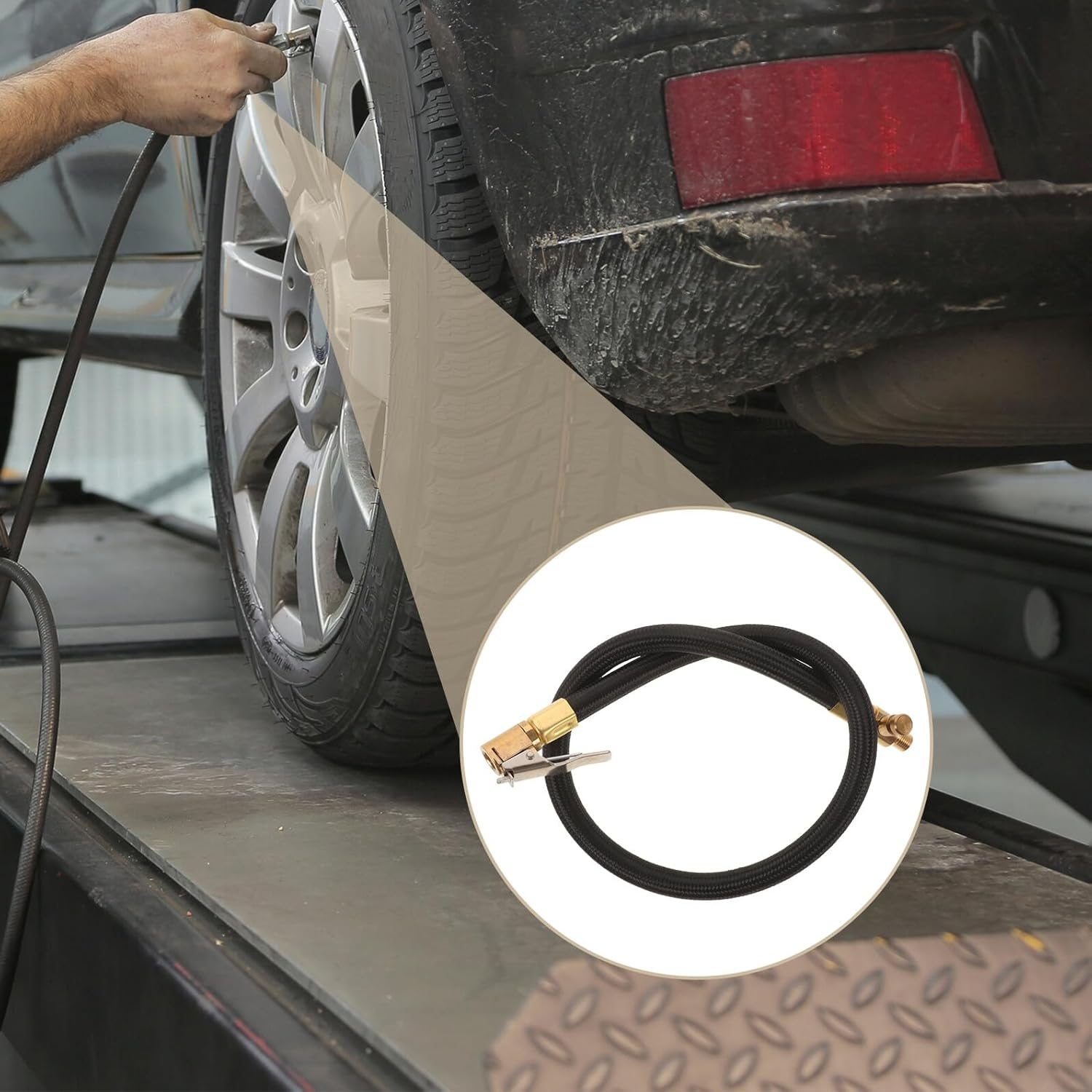 Alipis Portable Tire Inflator Hose Extension Quick-Release Air Compressor Tube for Car Bicycle Pump Accessories Compatible with Multi-Use Inflation and Deflation image number 1