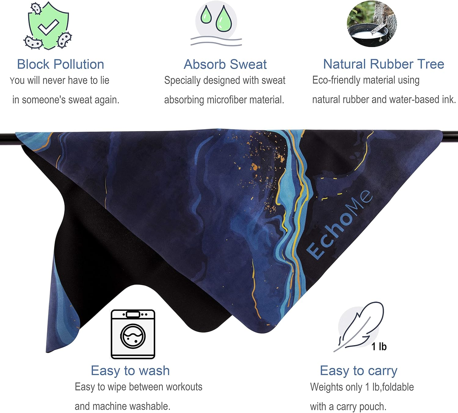 Echome Pilates Reformer Mat Towel with Shoulders, Pilates Reformer Cover with Great Grip, Easy to Wash Light Weight Portable image number 6