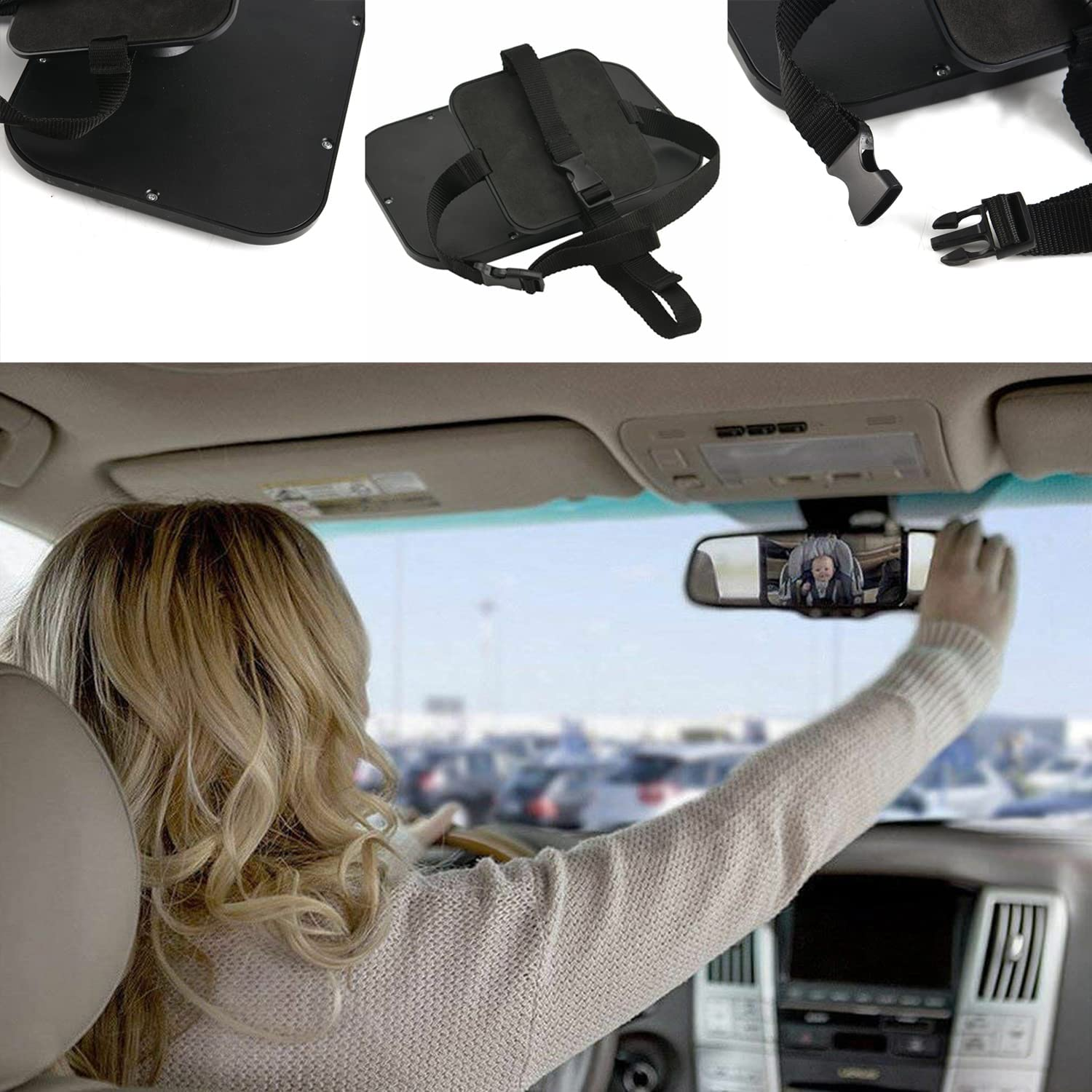 Yotsuba Baby Car Mirror - Crystal Clear View, Shatterproof, 360&deg; Adjustable Safety Mirror for Rear-Facing Infants - Fully Assembled Car Seat inside Mirror image number 5