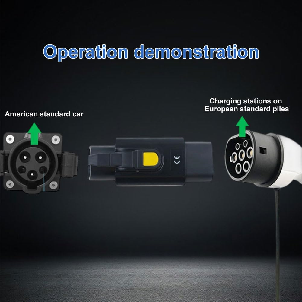 Helanzer EV Charging Adapter Type 2 to Type 1, IEC 62196 to SAE J1772 EV Adapter for Electric Vehicle Charging Cable with Anti-Theft Clip, IP54, 32A image number 3