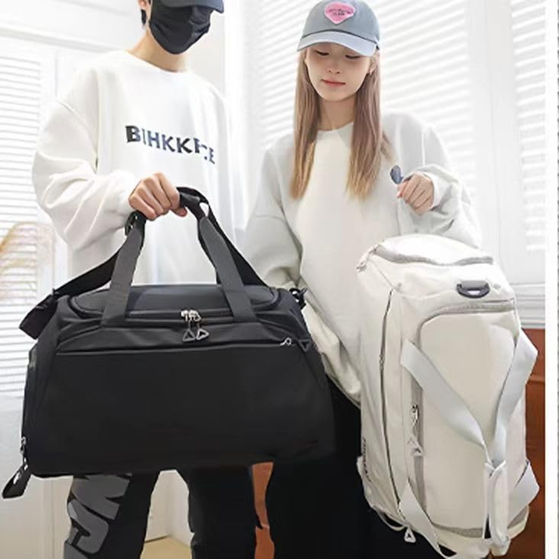 Gym Bag for Men and Women with Shoes Compartment - 3 in 1 Sports Duffle Bag Travel Backpack Weekender Overnight Bag with Multiple Pockets (Black)