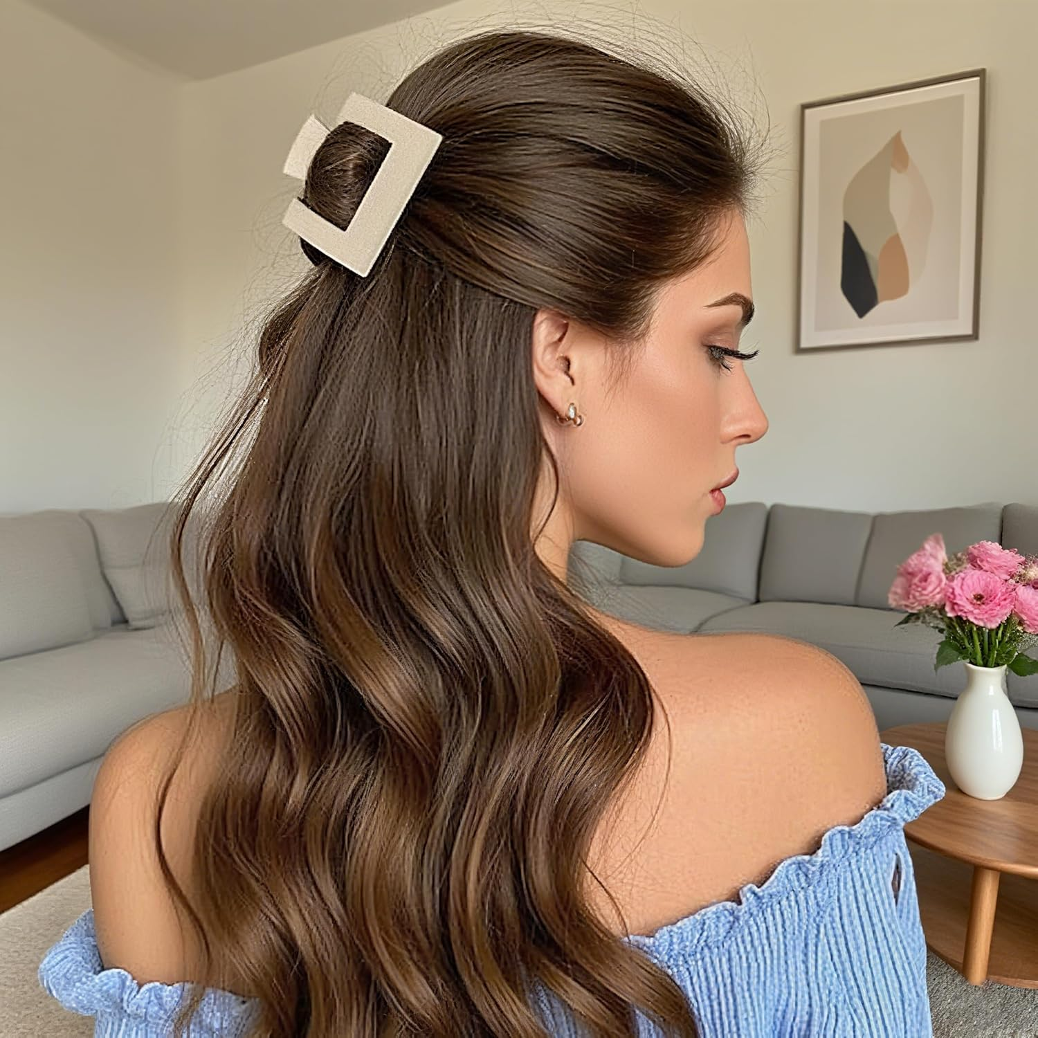 Lay Flat Hair Claw Clips for Women Non-Slip Grip, Flat Clips for Daily Styling 4Pcs. image number 1