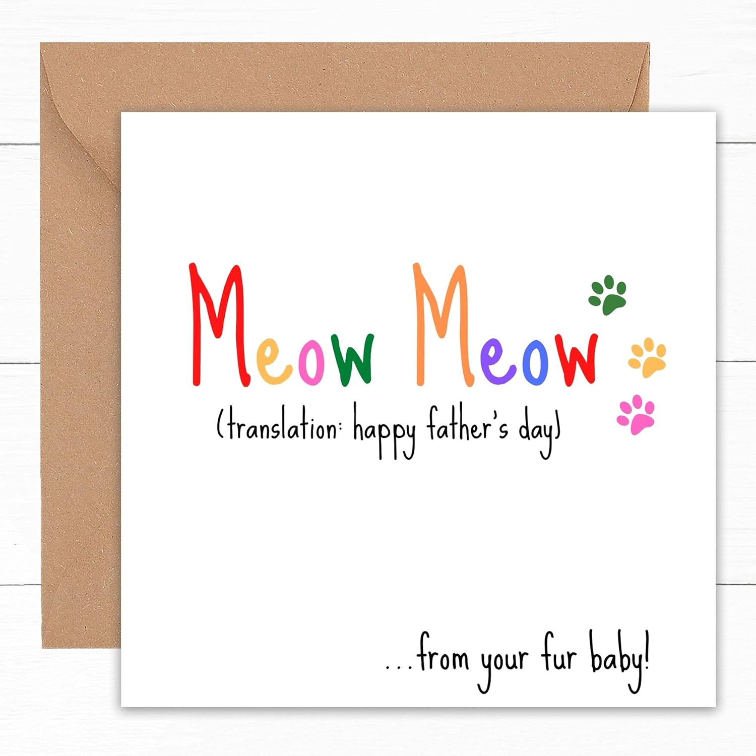Funny Father'S Day Card from the Cat | Cards for Fathers Dad Daddy Father S Stepdad Stepfather Pop | Kitten Kitty Fur Baby Pet Lovers | Gift Joke Gifts Cute Humour Large Step | Handmade | 15Cm&hellip;
