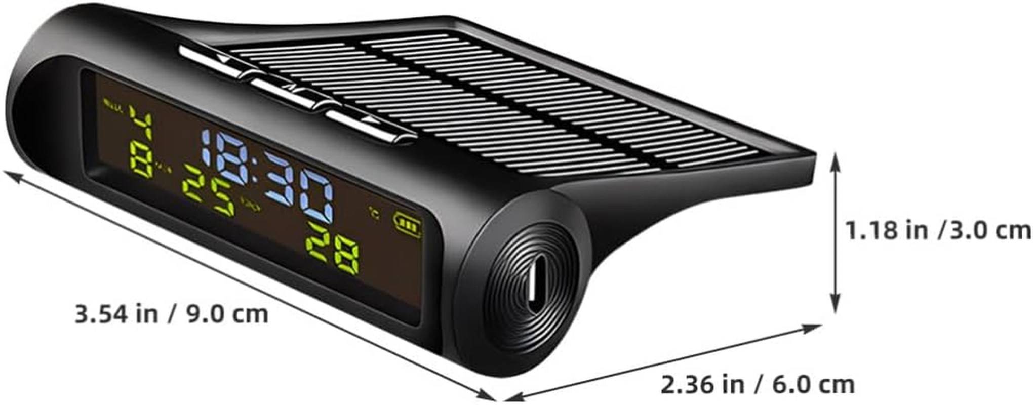 Iplusmile Car Digital LCD Clock, Solar Powered Portable Auto Truck Dashboard Clock with Time Date Temperature LCD Display, Luminous Auto 3-In-1 Digital Car Watch image number 2
