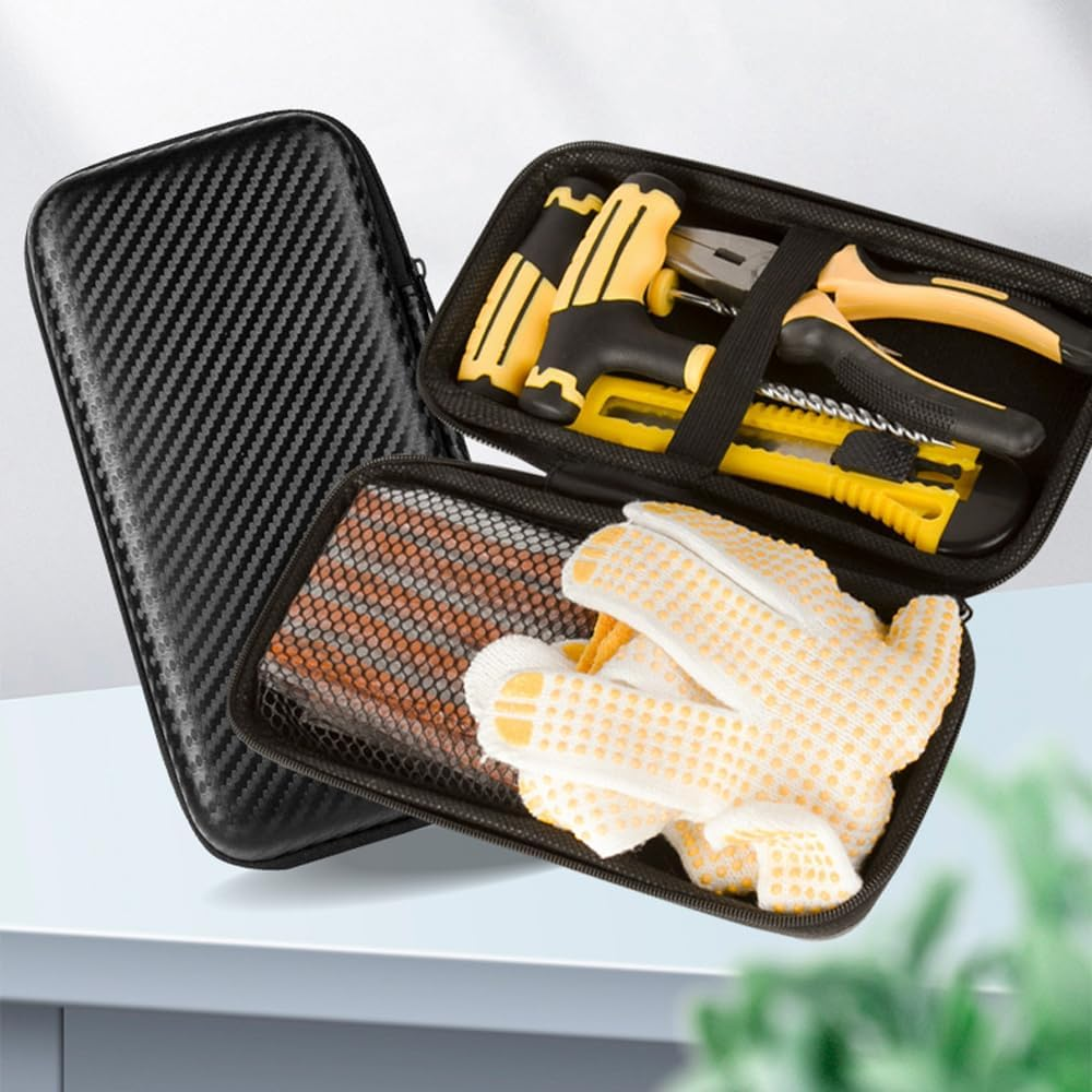 MTSDM Tubeless Tire Repair Kit, 7 Piece Universal Tire Tyre Plug Tool, Tire Patch Kit to Fix Punctures and Plug Flats for Cars, Trucks, Motorcycle, ATV, Jeeps, off Road Vehicles, RV, Tractors