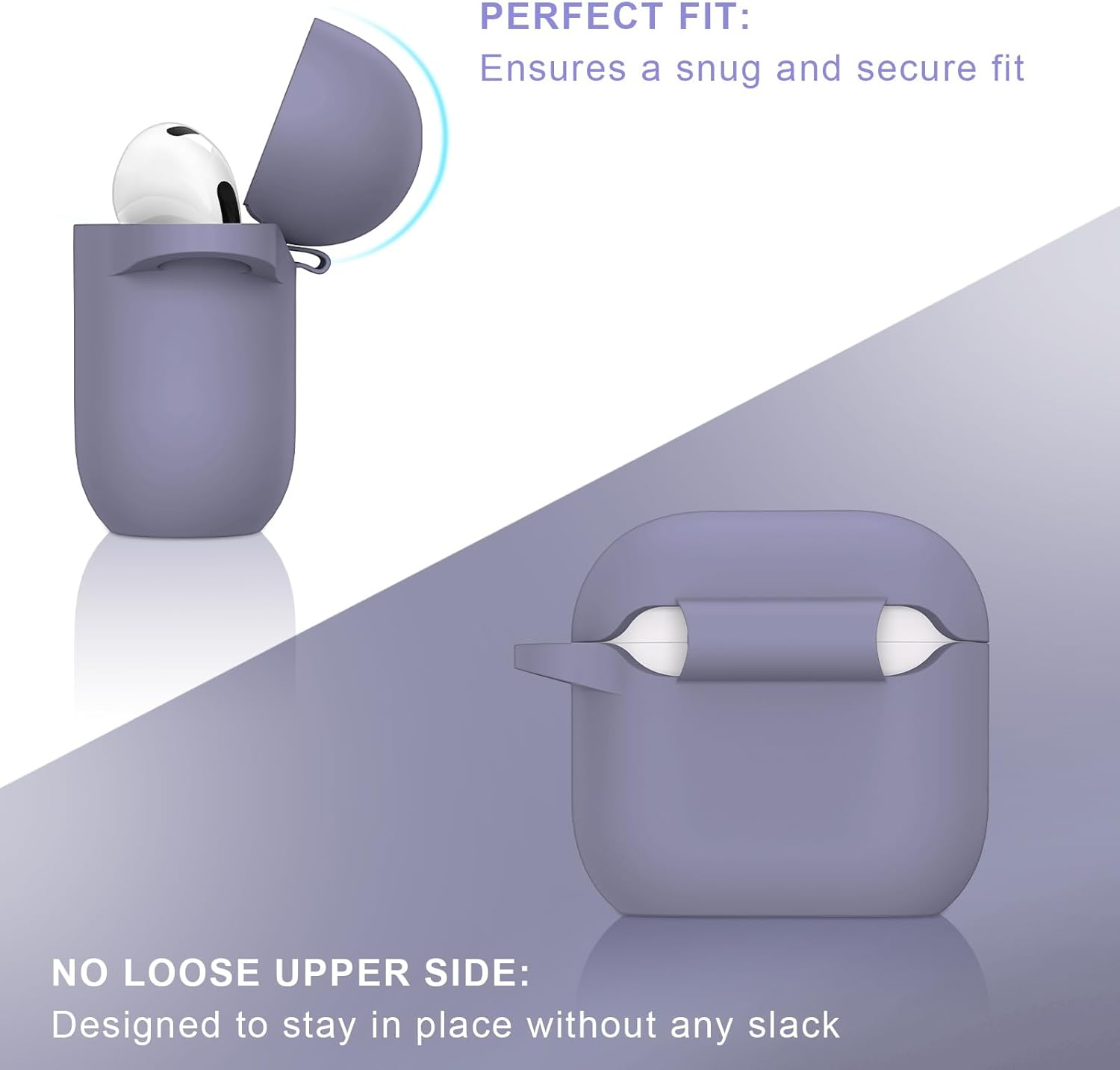 MILPROX Case Compatible for Airpods 4 Case - Soft Silicone Protective Skin Cover with Keychain/Strap, Front LED Visible, Shockproof Slim Cases Compatible for Airpod 4Th Generation - Lavender Purple image number 4