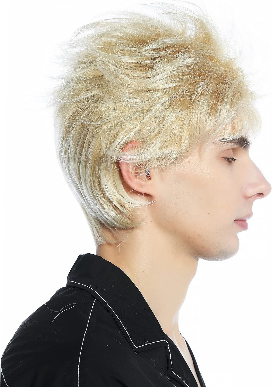 WIG ME up - M-252A-24BT613 Wig Men Women Short Wild Retro 80S Toupeed like Uncombed Blonde Mix image number 3