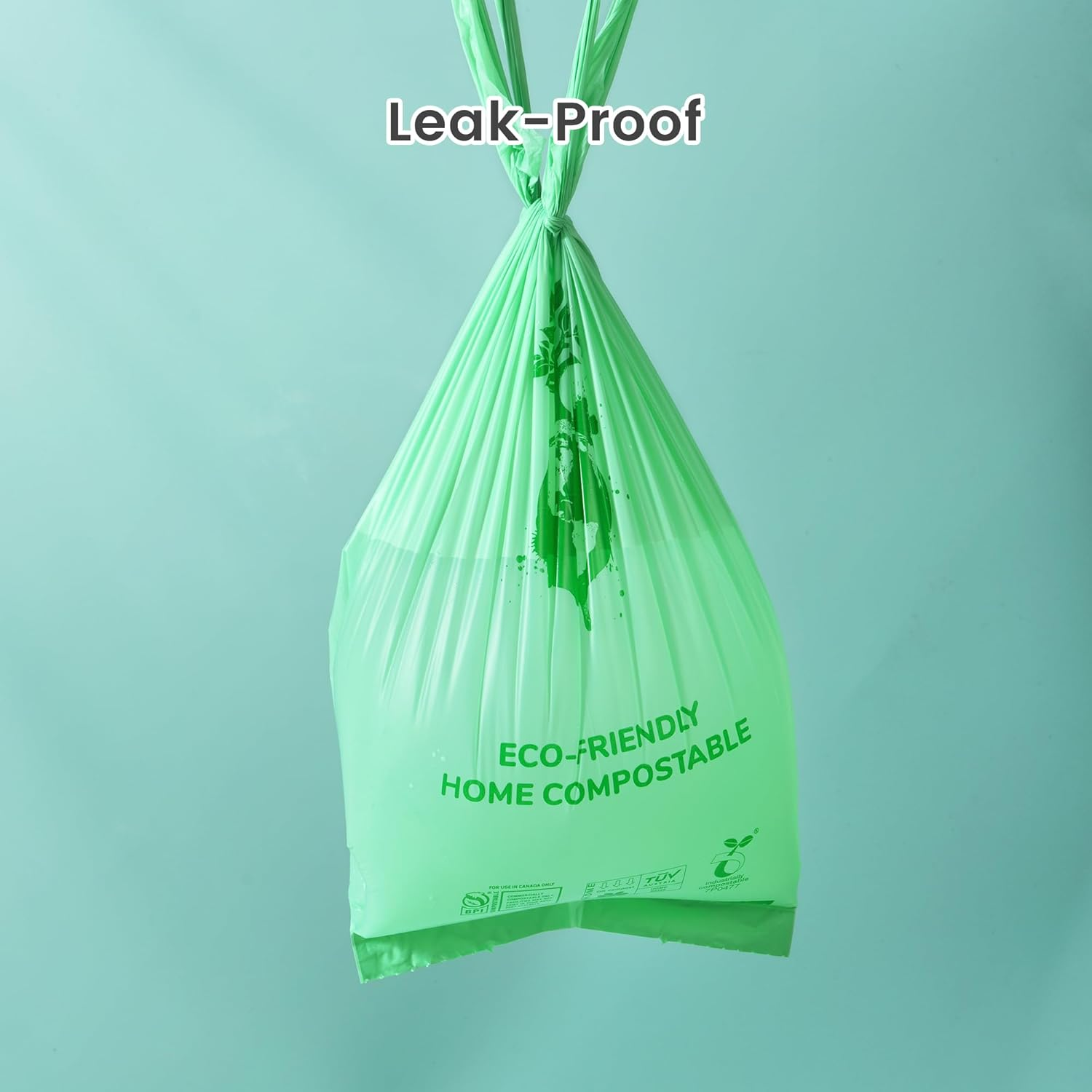 ROWNYEON Certified Compostable Dog Poop Bags, 100 Counts Extra Thick and Leak Proof Biodegradable Pet Poop Handle Tie Bags with AS4736, AS5810, ASTM D6400 and EN13432 Certified(10 Rolls)