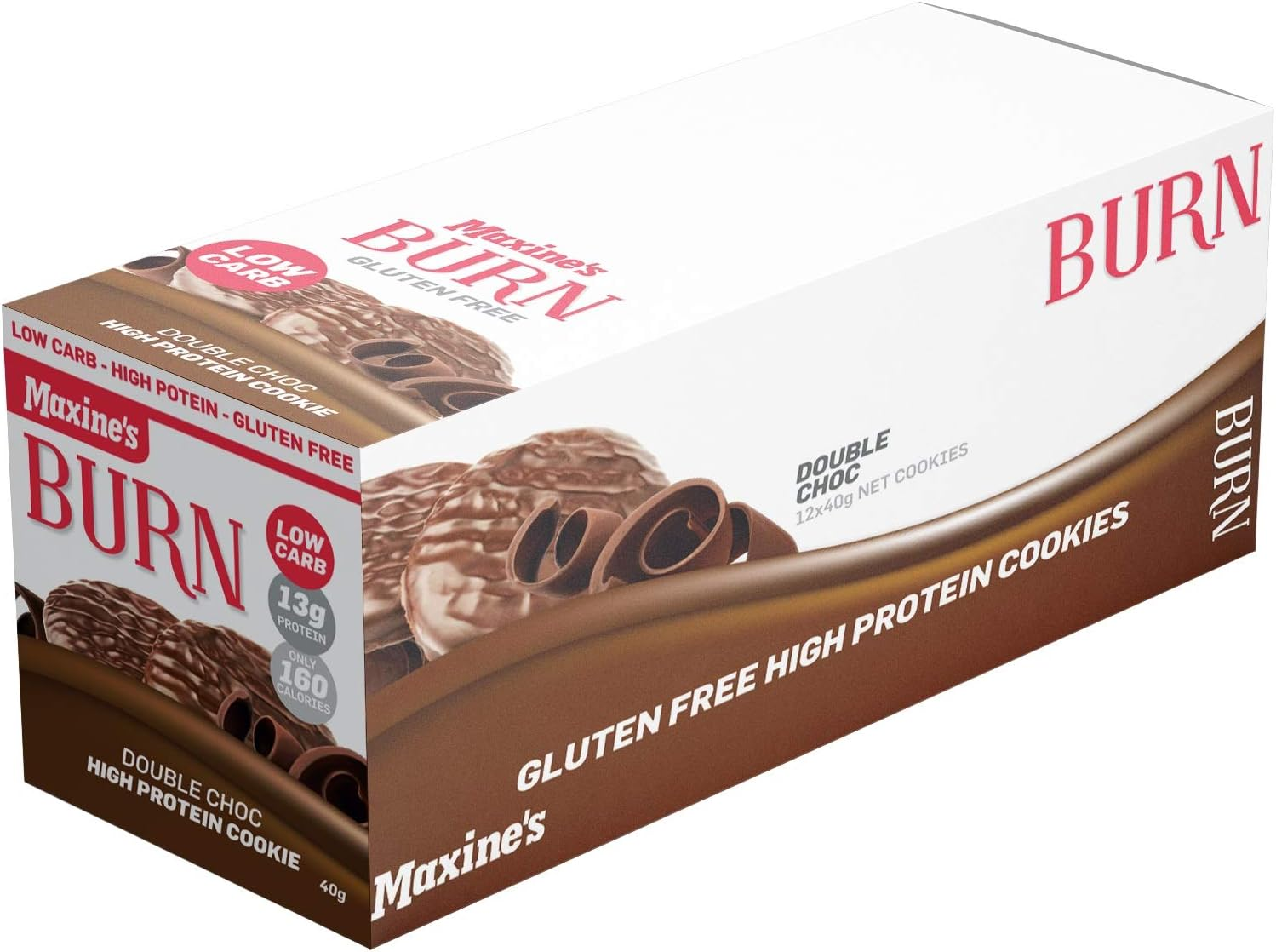 Maxine'S Burn High Protein / Fat Burning Cookies, Chocolate, Box of 12 X 40G Cookies