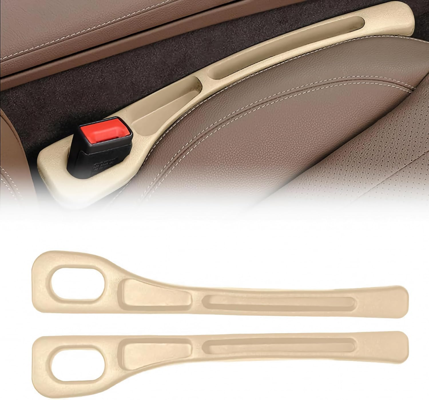 2PCS Car Seat Gap Filler,Between Seats Console Organizer, Prevent Things from Falling,Convenient Installation Embedded in the Original Car Seat，Fits Most Vehicles (Beige) image number 3