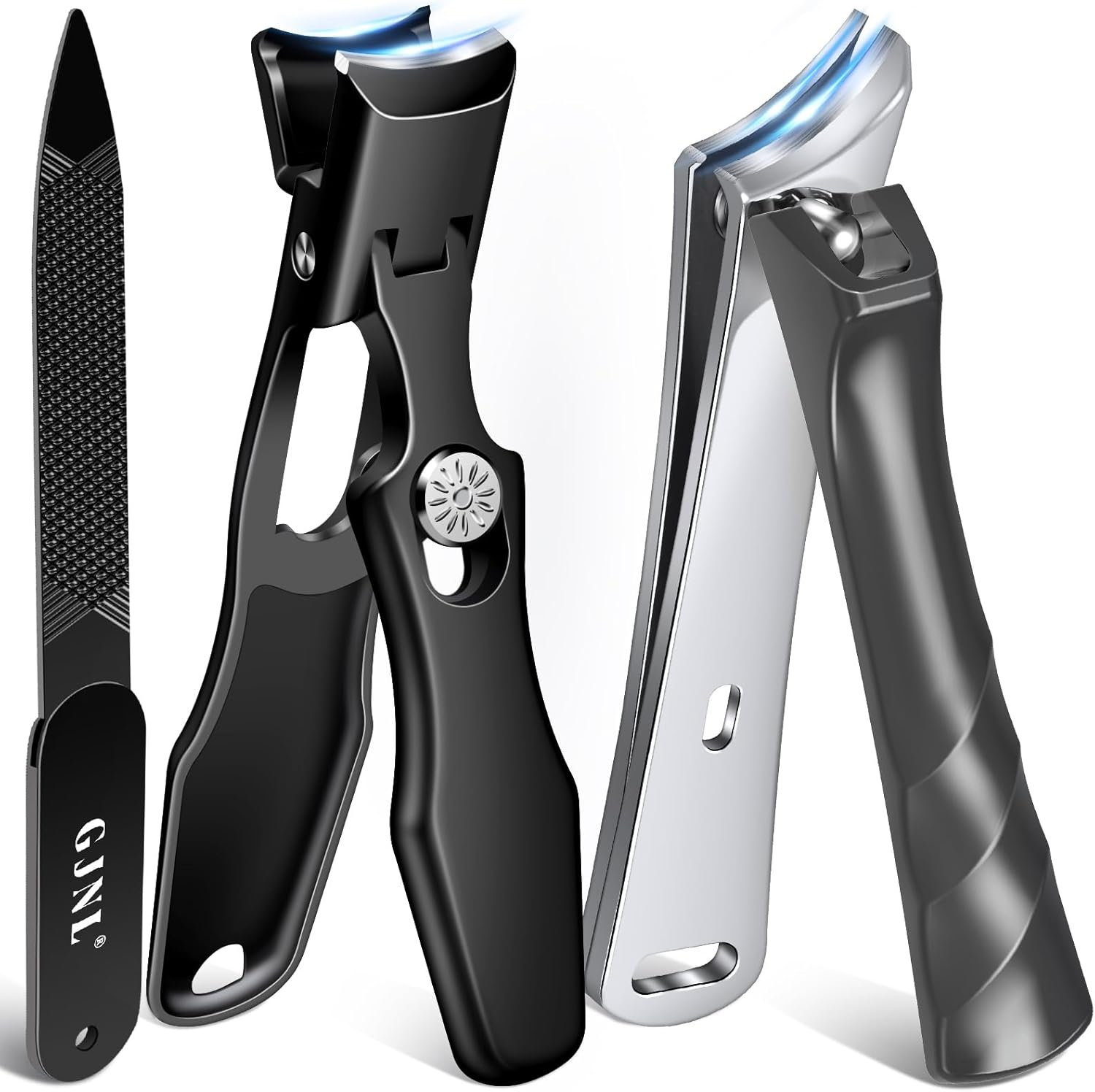Slanted Nail Clippers for Men, Popular Wide Jaw Nail Clippers with Catcher, Sharp Ingrown Toenail Clippers with Slanted Curved Blade, Wide Opening anti Splash German Nail Clipper Fingernail