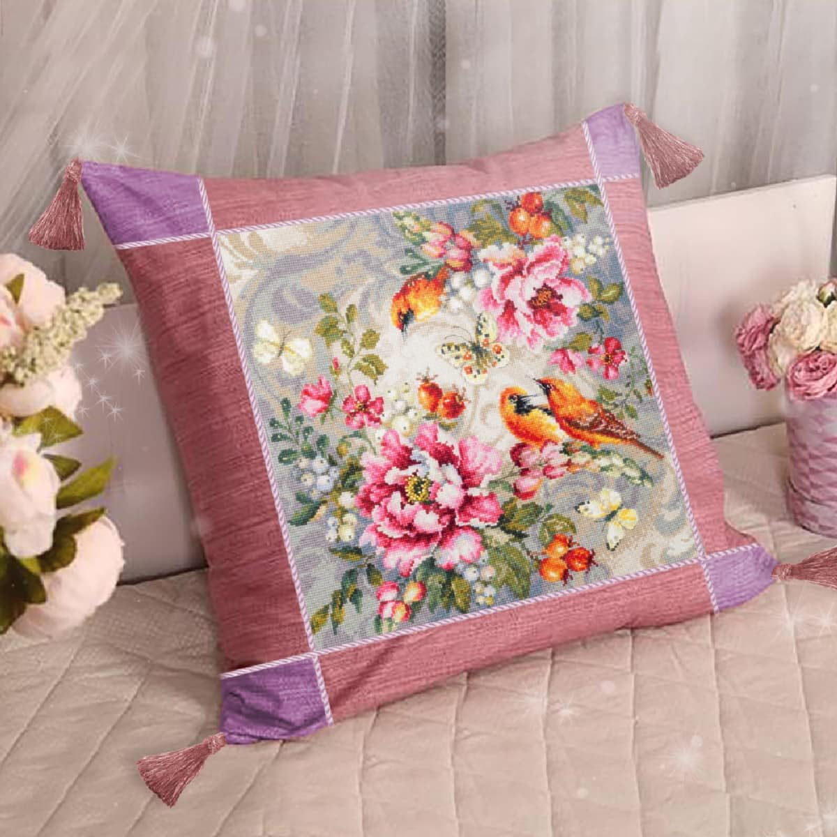 214-274 ZW Summer Symphony Counted Cross Stitch Kit Zweigart Edition Cotton White 40 X 40 Cm