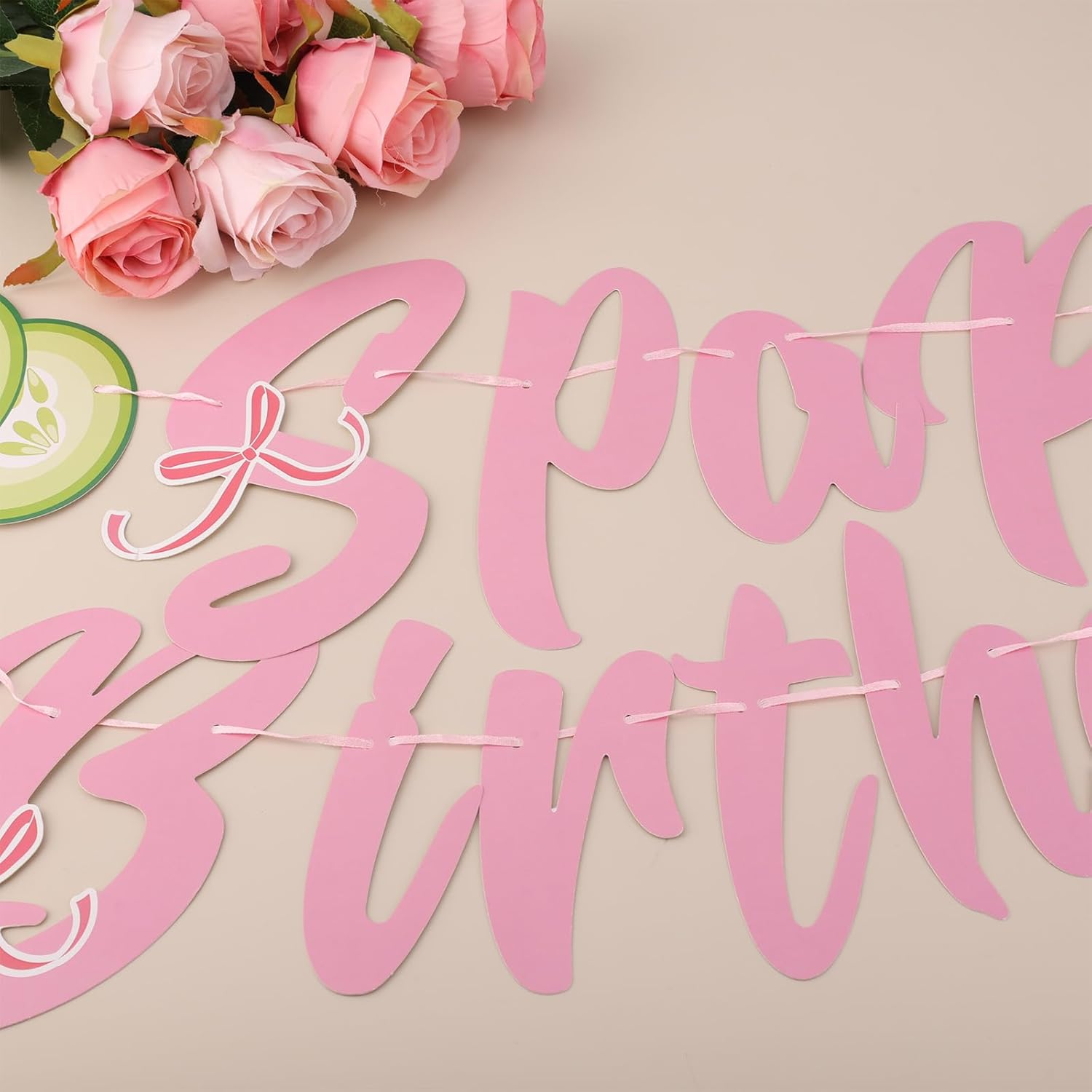 Tinoaly Spa Party Decorations, Pre-Strung Pink Happy Birthday Banner & Sign Perfect for Girls Women Spa Day Sleepover Slumber or Makeup Theme Birthday Party Supplies image number 5