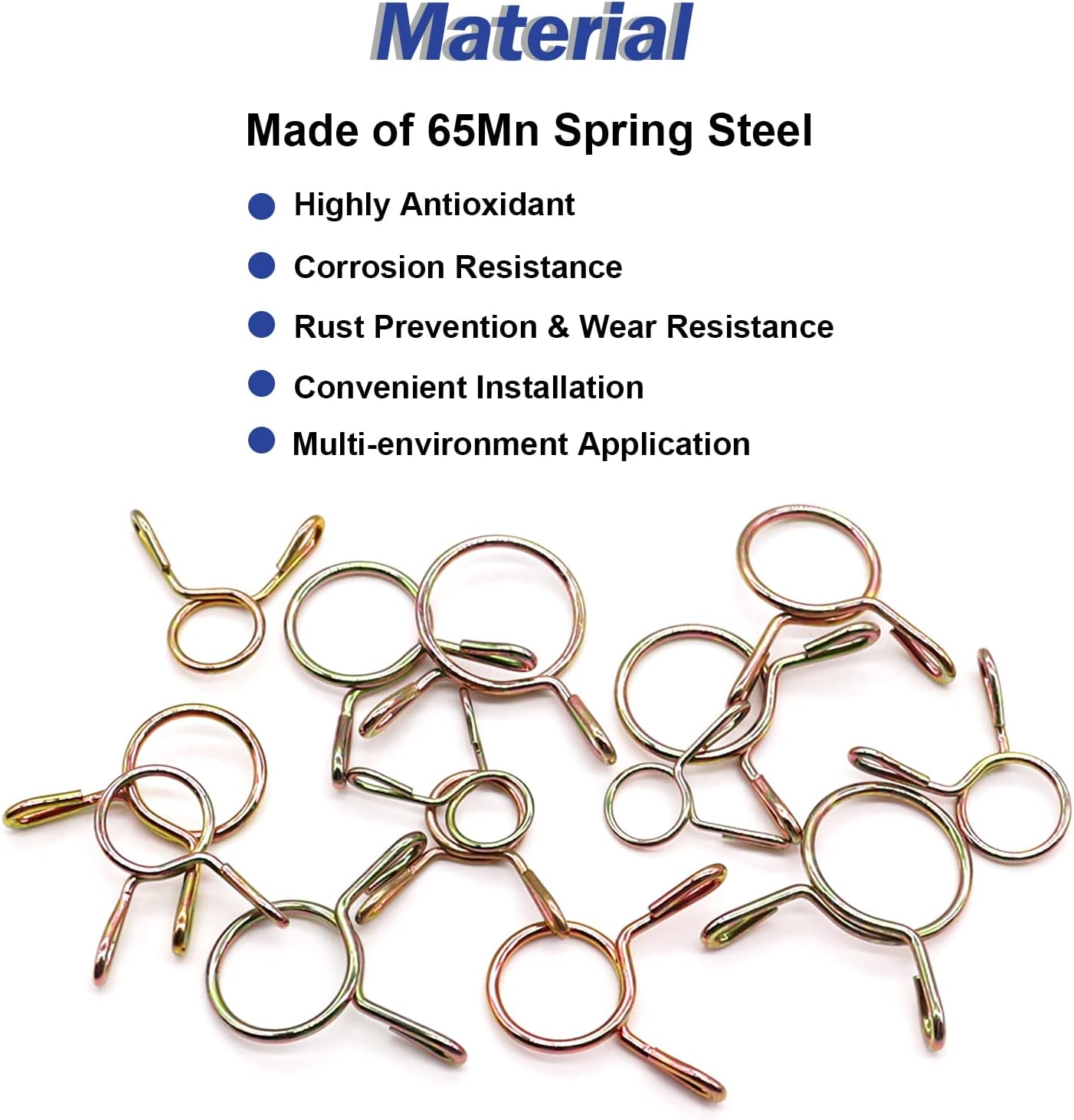 Tnisesm 310Pcs 5-13Mm 9 Size Spring Clips Clamps Assortment Kit, Fuel Line Hose Tubing Spring Clips Clamps for Motorcycle Scooter ATV image number 5