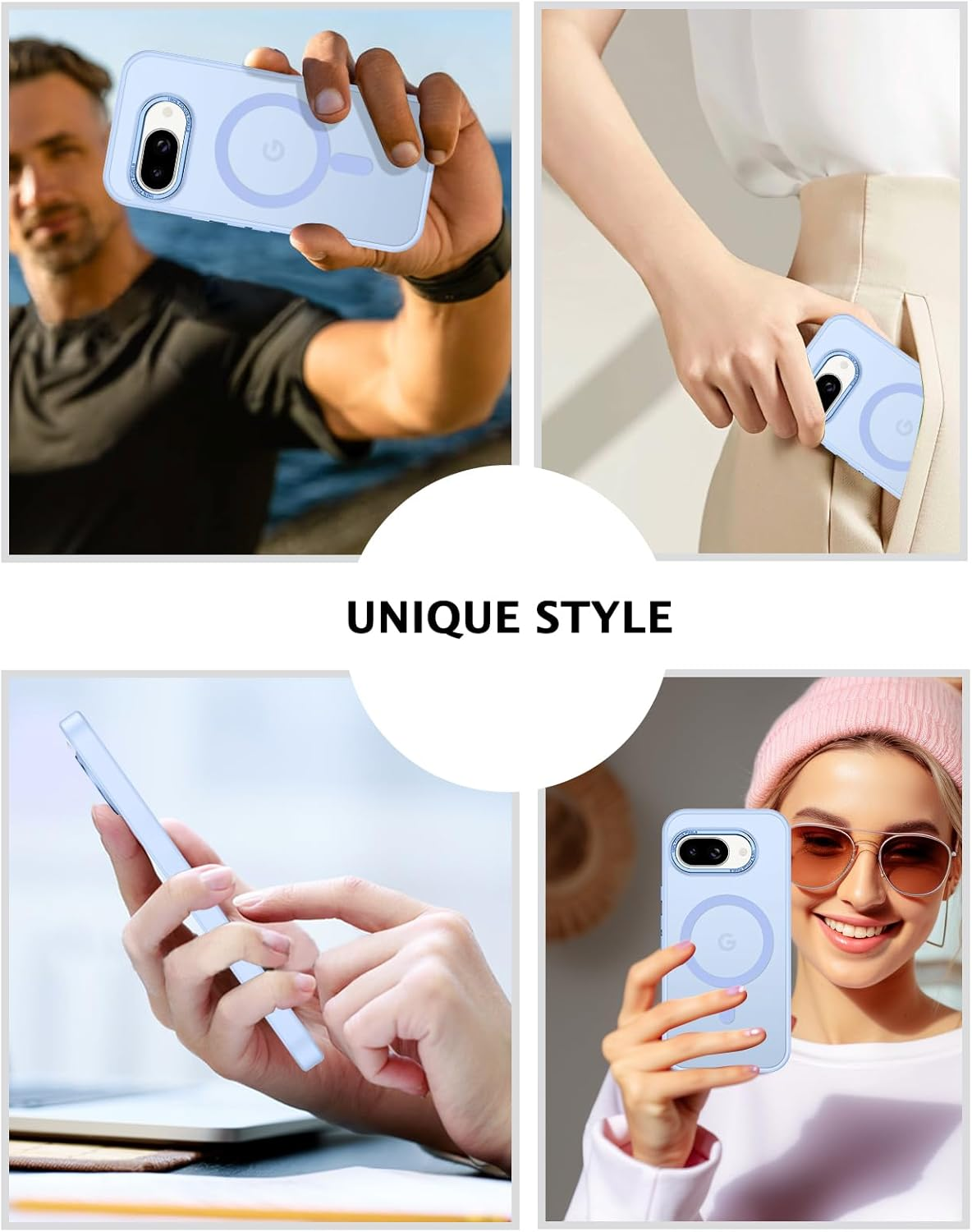 BENTOBEN for Google Pixel 9A Case, Magnetic Skin-Friendly Touch Slim Matte Phone Cases Supports Wireless Charging, Shockproof Full-Body Protective Cover for Google Pixel 9A 6.3 Inch (2025) Light Blue image number 6