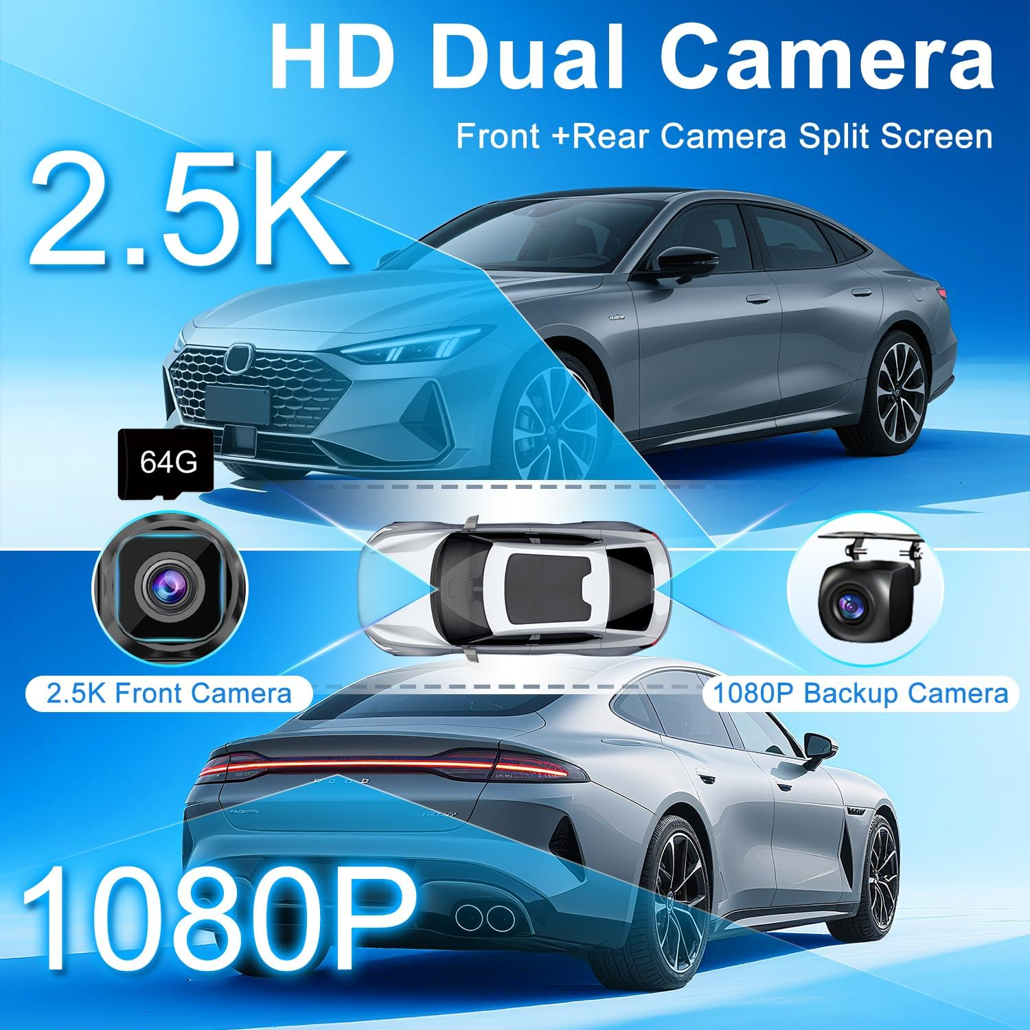 [2025 11" Ultra-Laminated 60FPS Pro-Touchscreen]-1920*720 HD Wireless Car Play Screen for Apple Carplay Android Auto-Ota Updates,Hd Front Dashcam & Backup Camera-Gps Navigation,Voice Control,64G Card image number 1