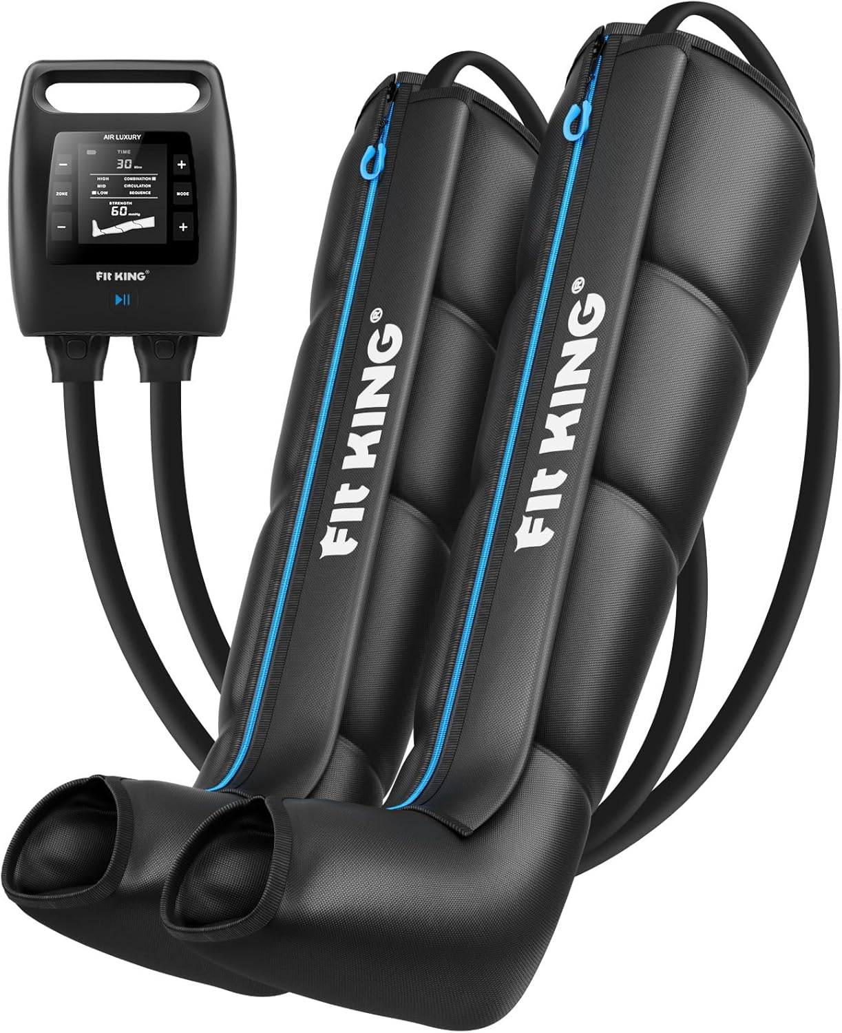 FIT KING Air Compression Recovery System, Cordless Full Leg Massage Boots, Sequential Compression for Circulation Improvement and Fast Recovery, Zone Massage Optional (Small) image number 4