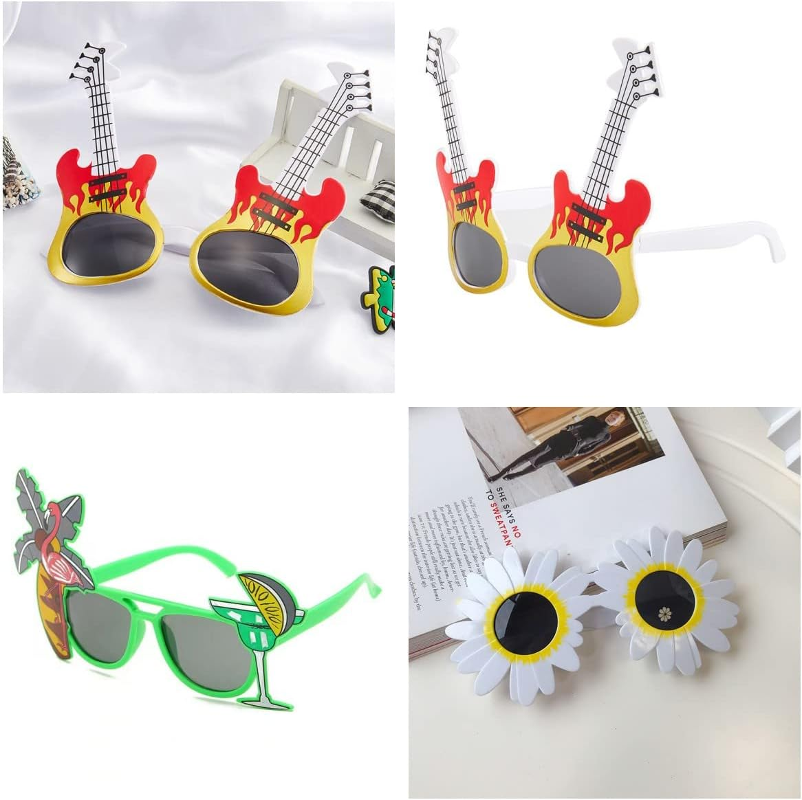 Oundarm 9 Pairs Hawaiian Luau Glasses Tropical Flamingo Pineapple Party Bag Filler Fancy Dress Favors Creative Funny Summer Beach Party Photo Booth Props Novelty Pool Supplies