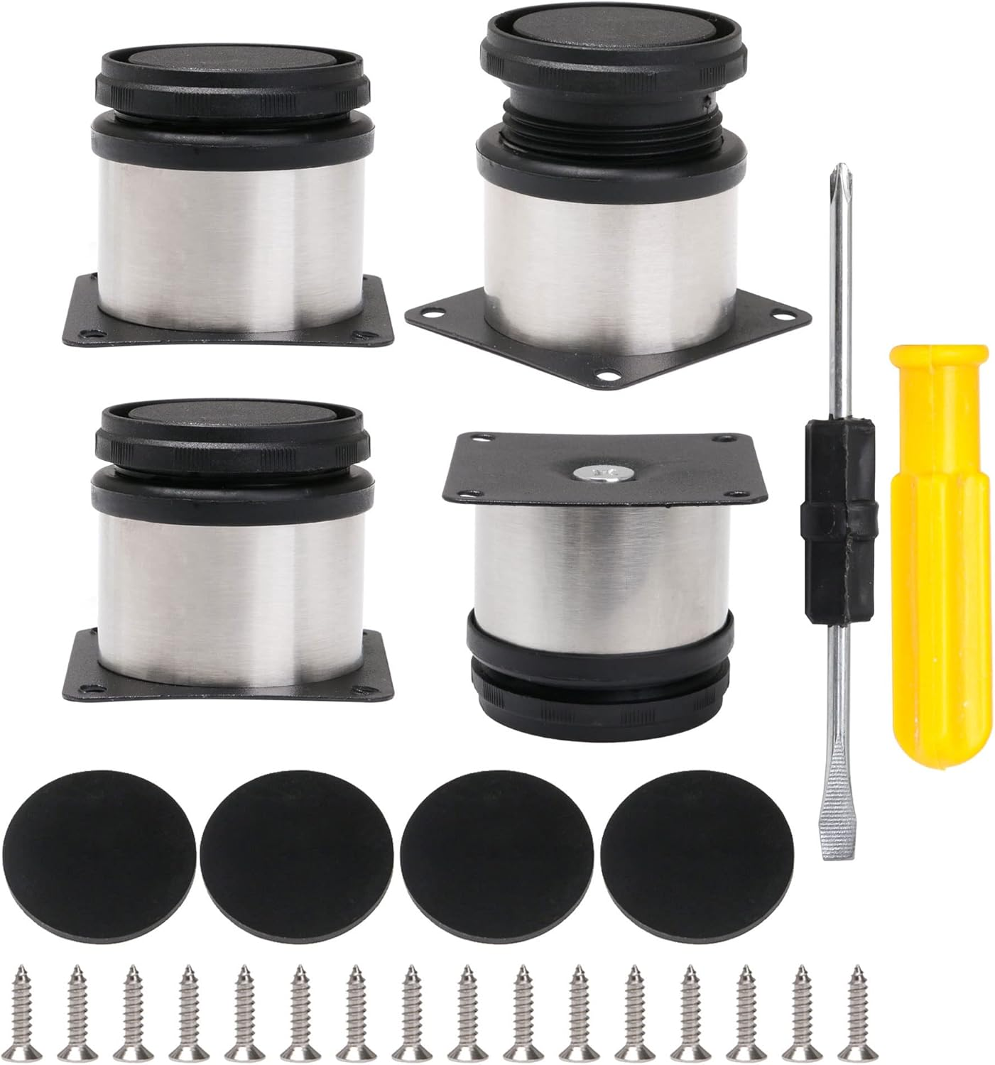 BQLZR Furniture Cabinet Metal Legs Adjustable Stainless Steel Kitchen Feet round Black and Silver 50 X 50Mm Pack of 4 image number 4