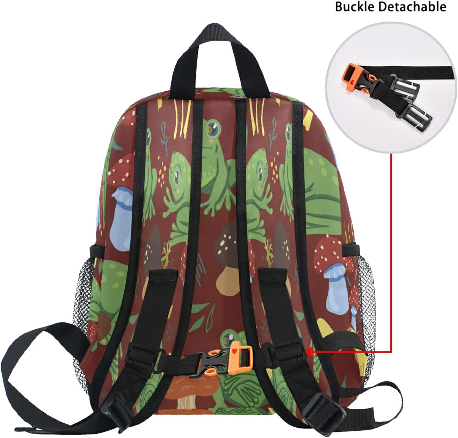 Cute Frogs and Forest Mushrooms Toddler Baby Backpack for Boy'S/Girl'S Cute Children Kindergarten School Book Bag with Chest Strap Cute Frogs and Forest Mushrooms, One image number 5