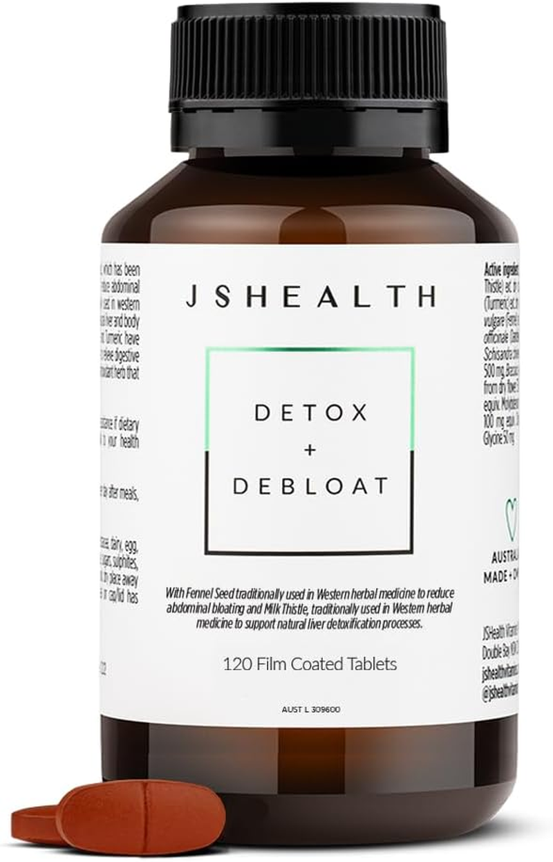 Jshealth Vitamins Detox and Debloat Liver Health Formula | Liver Detox Pills | Debloating Formula with Milk Thistle, Turmeric, Fennel | Liver Cleanse Supplement (120 Tablets)