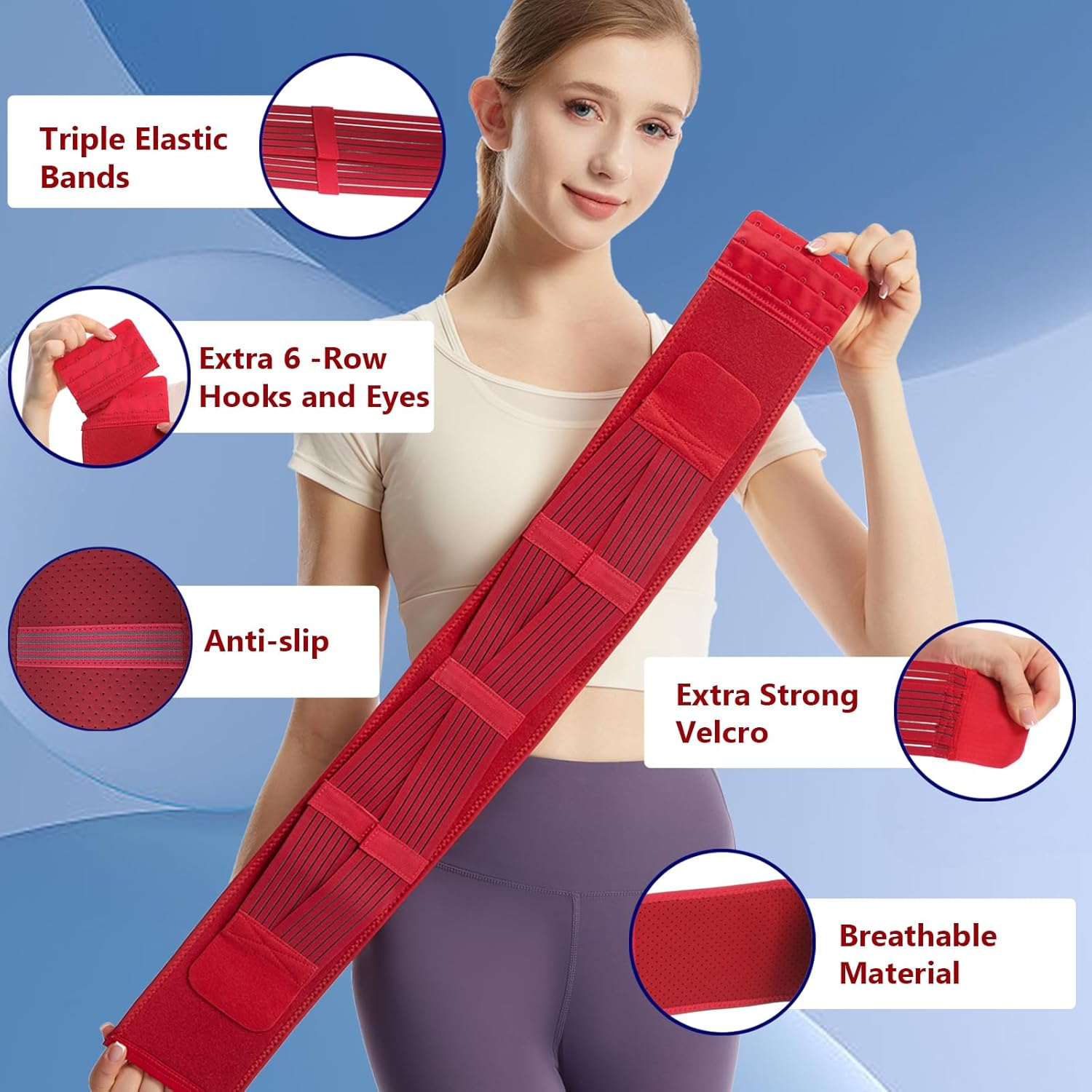 Paskyee Sacroiliac SI Joint Hip Belt with Extra 6-Row Hooks&Eyes, Lower Back Support Brace for Men and Women - Pelvic Support Belt,Sciatica Pelvis Lumbar Hip Pain Relief Regular image number 4