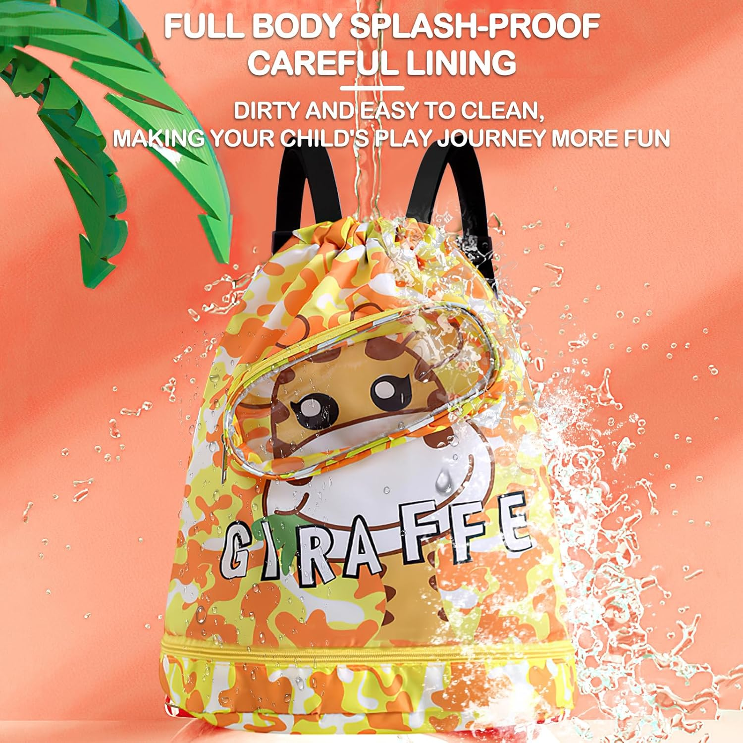 Kids Swimming Bag，Double-Layer Swimming Bag Kids Waterproof，Dry and Wet Storage Bag Adjustable Strap, Waterproof Compartment Design，Perfect Children'S Swimming Equipment Backpack. image number 5