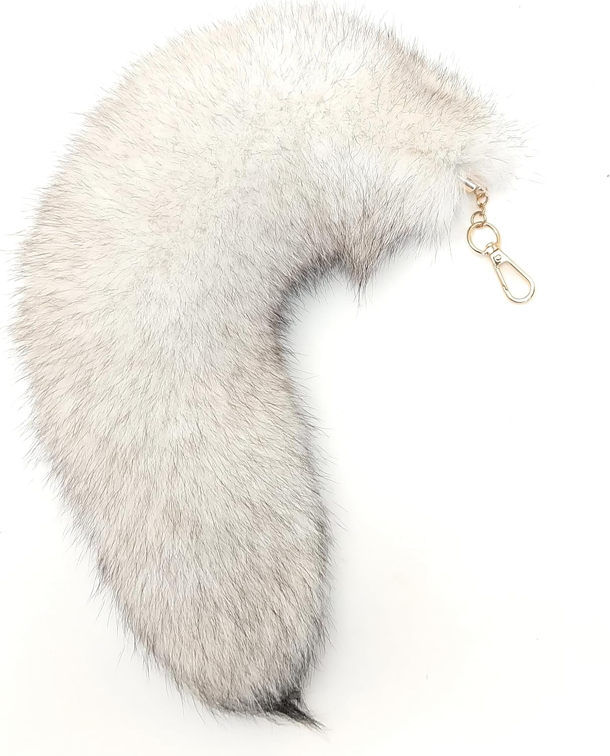 Huge Fluffy White Gray Fox Tail Fur Cosplay Toy Hook Handbag Accessery image number 2