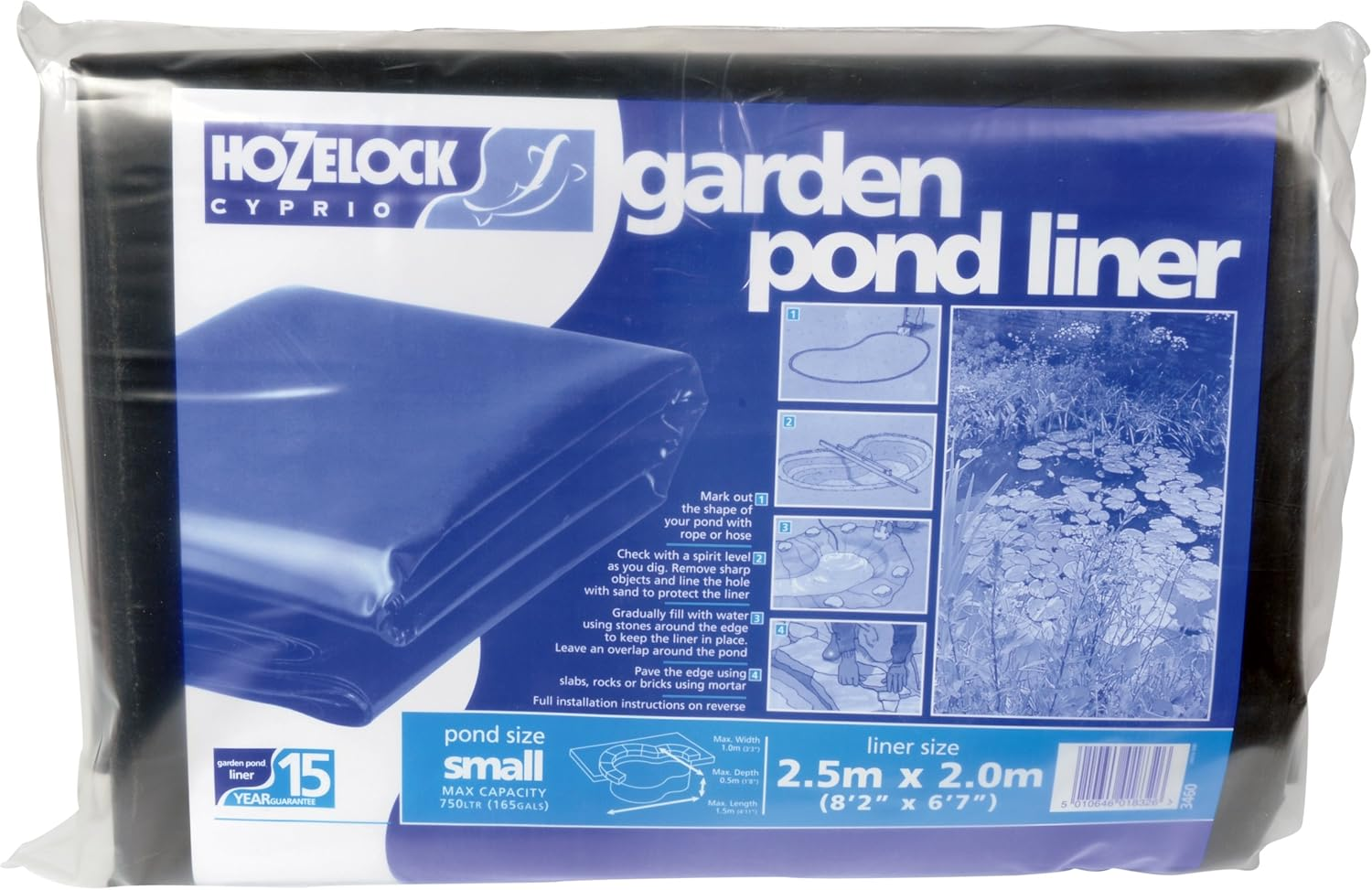 HOZELOCK - Pond Liner Size M (4M X 3M) : Ideal for Small Ponds and Koi Pools, Robust and Durable Liner [3462T0155]