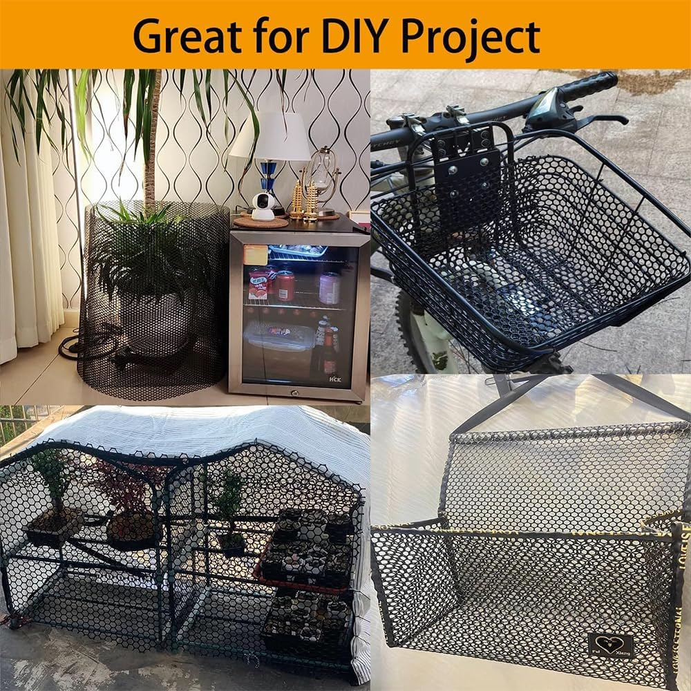 1 PCS Plastic Mesh Fence Roll with Zip Ties,15.7Inx16.4Ft,Chicken Protection Net for Dogs,Rabbits & Poultry - Chicken Netting - Snake Barrier - Balcony Netting for Pets - Balcony Cat Barrier,Black image number 2