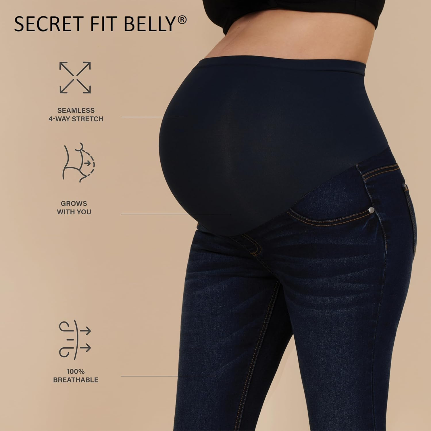 Motherhood Maternity Women'S Secret Fit over the Belly Slim Straight Leg Pregnancy Jeans image number 3
