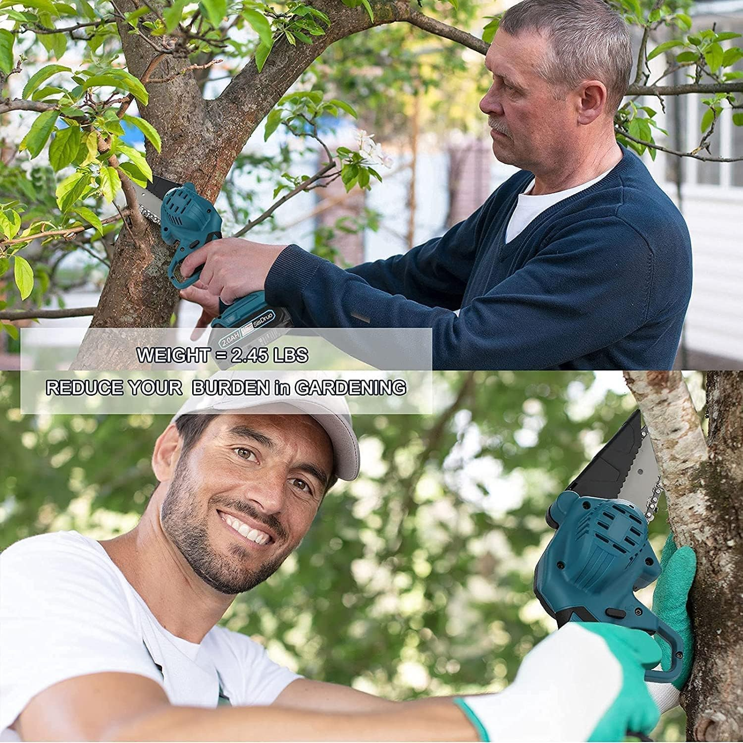 Mini Chainsaw Cordless, 6 Inch Handheld Electric Power Chainsaw with 2Pcs Batteries, One-Hand Operated Portable Chain Saw for Tree Branches Trimming (High -Power)