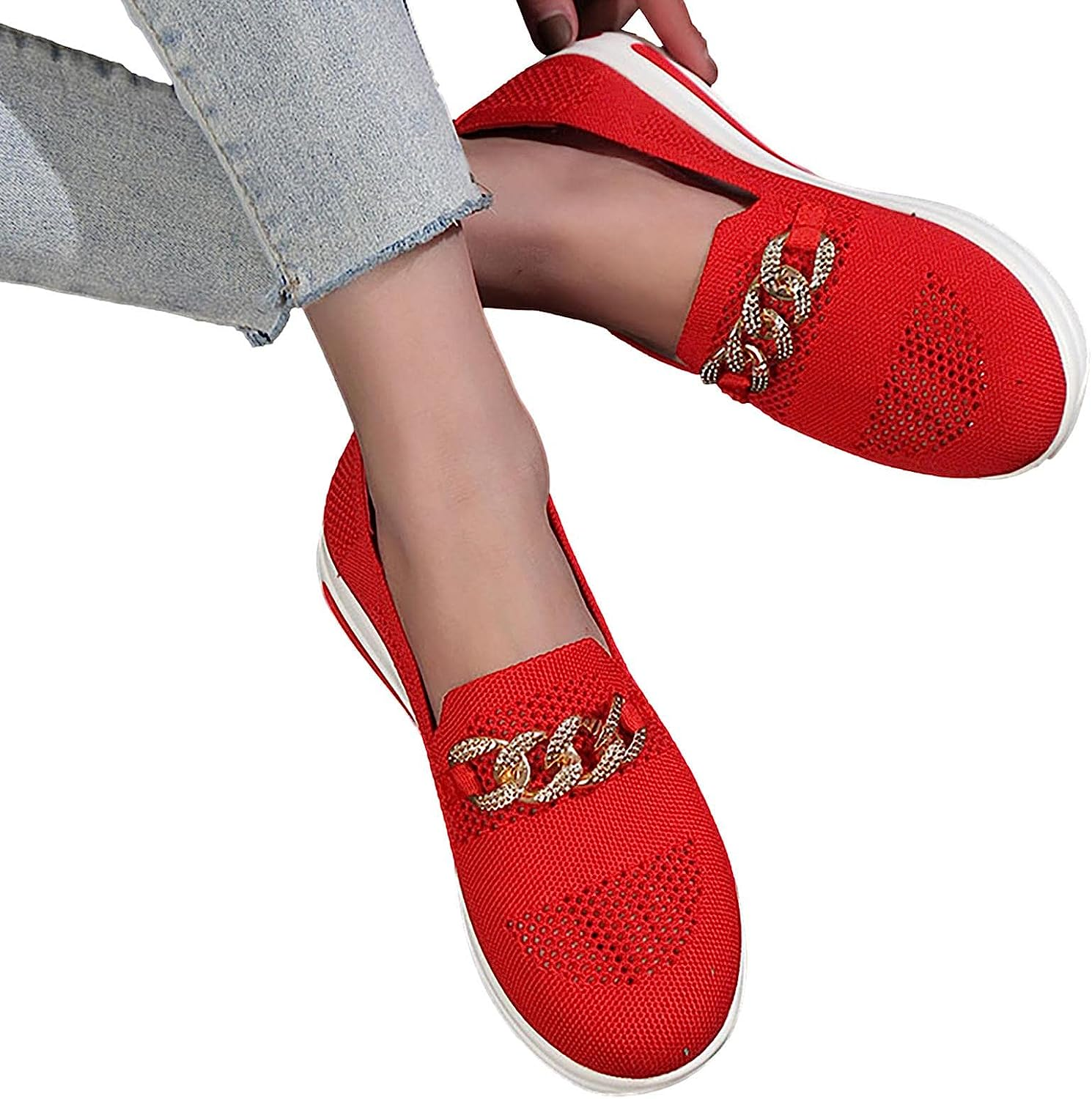 PUCHEN Walking Shoes for Women with Arch Support - with Arch Support Shoes for Women,Orthopedic for Gardening Work Fishing Leisure Shopping Red image number 5