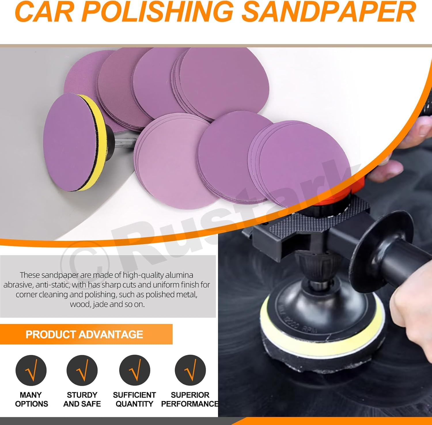 31Pcs 3 Inch/75Mm Car Headlight Restoration Kit, Heavy Duty Car Headlights Polishing Sanding Discs, Headlights Lens Cleaner and Restorer with Scouring Pads for Automotive DIY Polishing image number 5