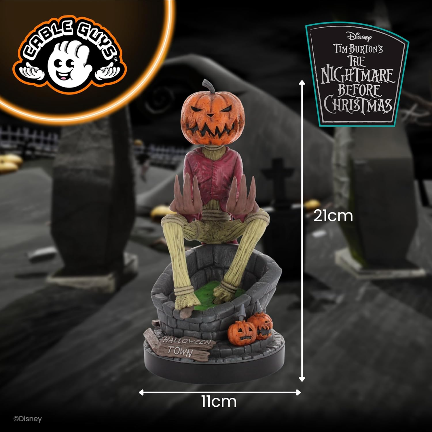 Cable Guys - Nightmare before Christmas: Jack Pumpkin King Original Controller and Phone Holder (Xbox, Playstation, Nintendo Switch) & Phone (Iphone, Samsung, Google) image number 3