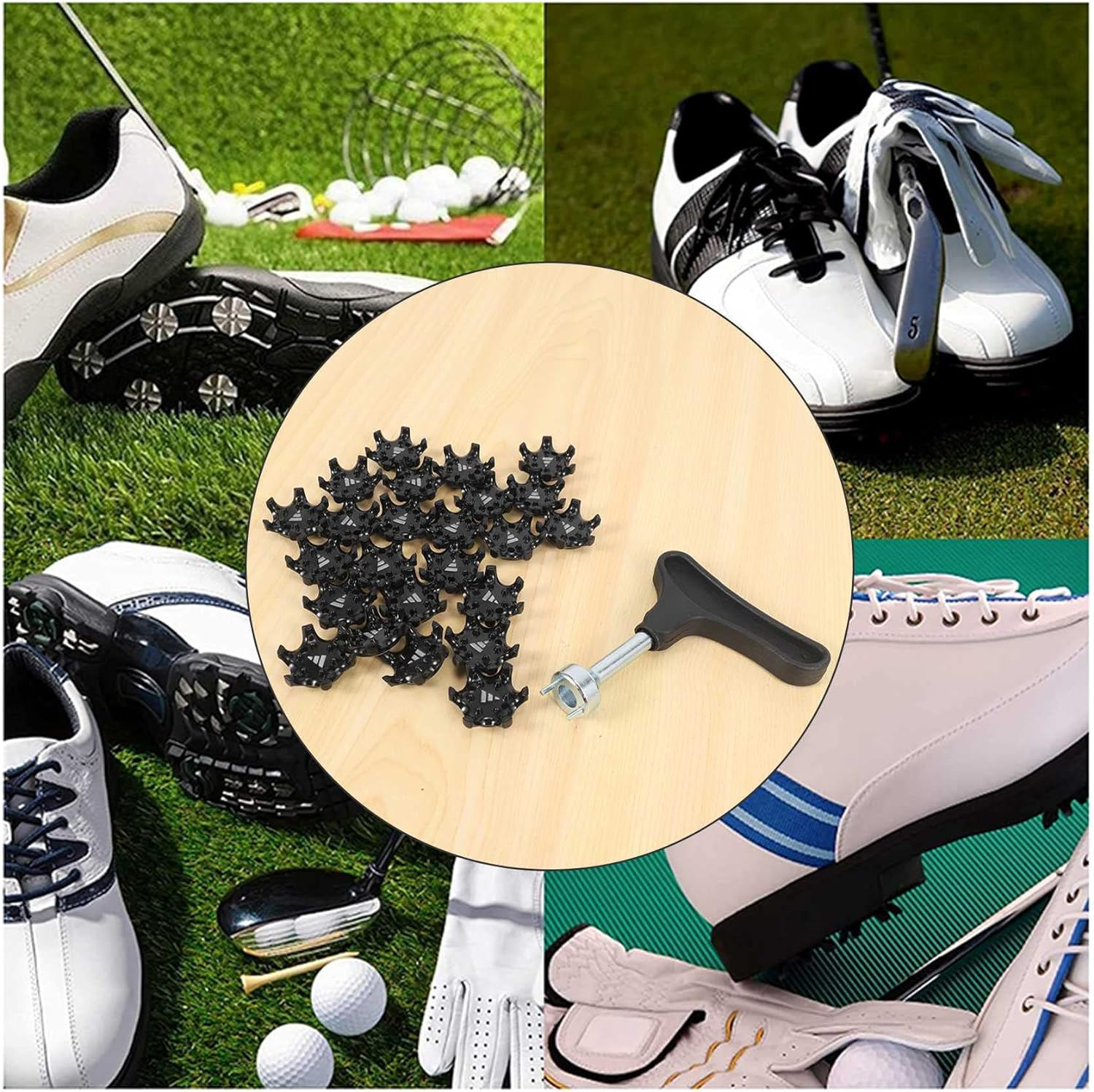 25Pcs Easy to Change Studs, Universal anti Skid Golf Shoes, with Golf Wrench Two Pin Shoes Remover Replacement image number 4
