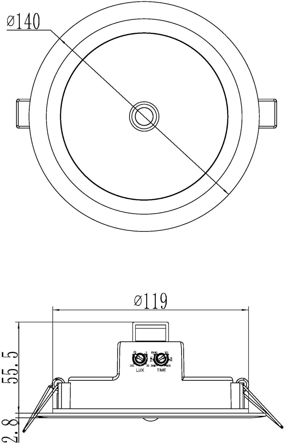HUBER Downlight 11W 1200Lm with PIR Motion Sensor 360&deg; Flush-Mounted Recessed Spotlight image number 6
