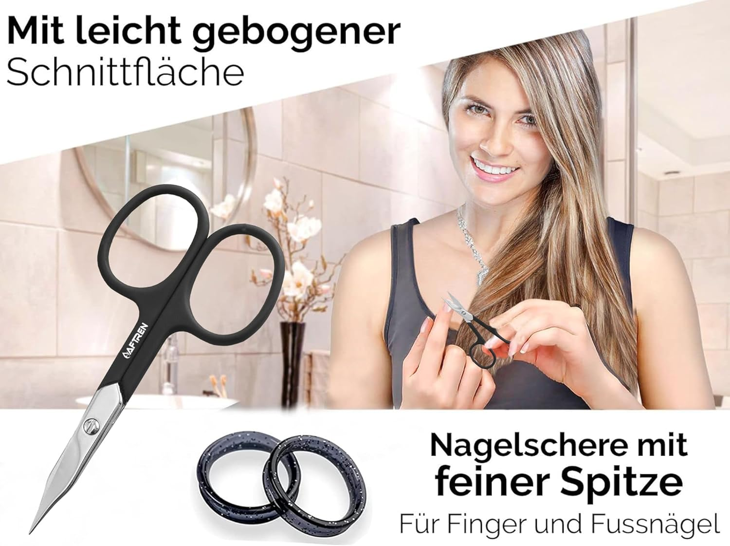 4" Curved Nail Scissors Cuticle Scissors Nail Toenails Brand Quality Extra Fine Sharp for Men and Women Black image number 5